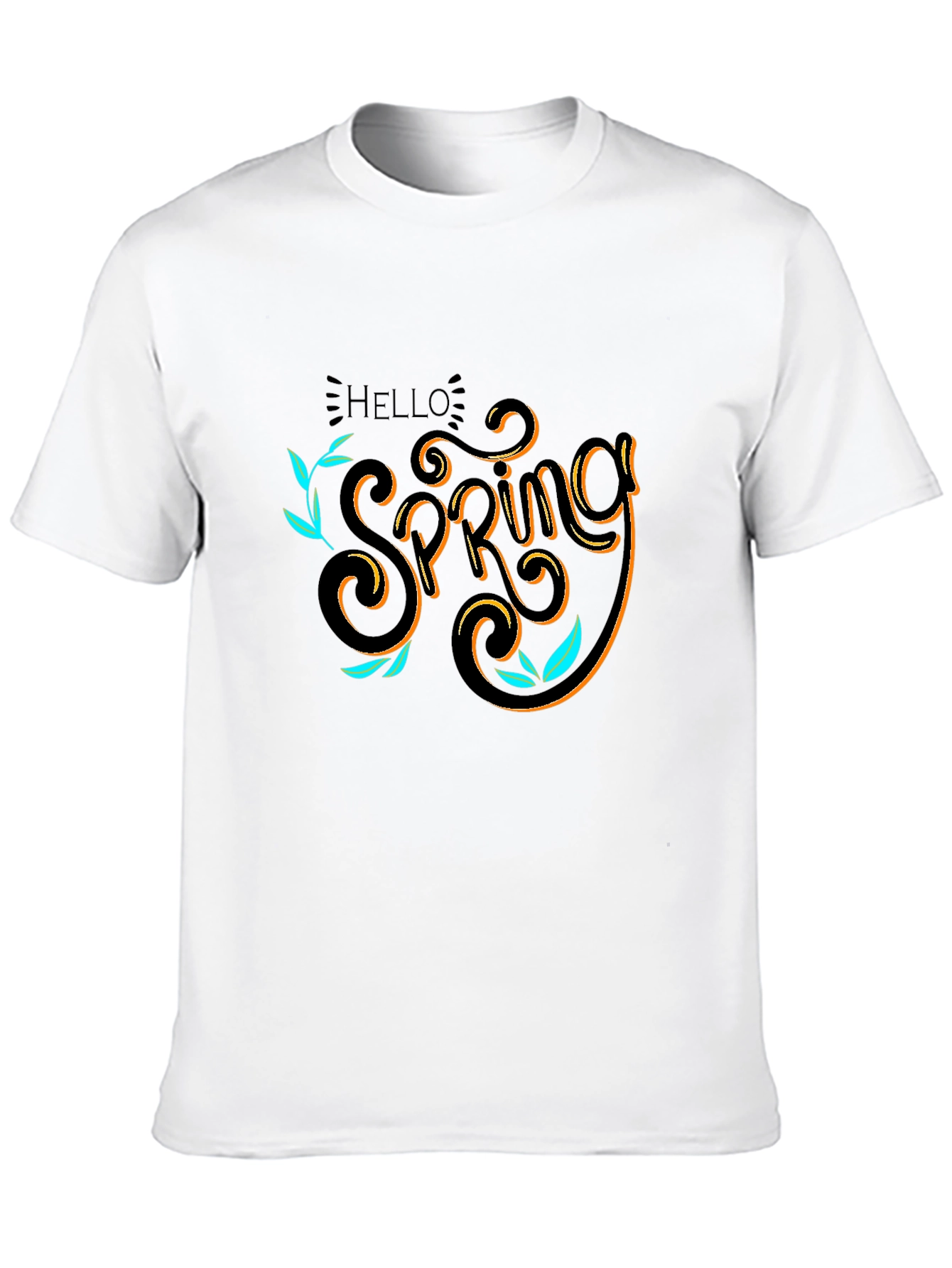 Hello Spring Black T-Shirt Graphic Tee - 10