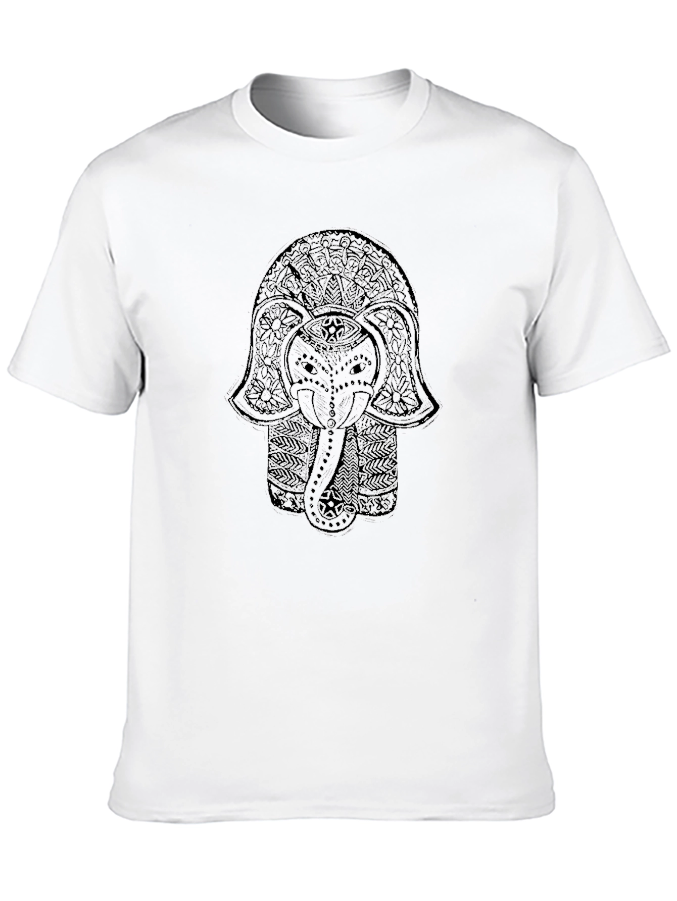 Black Elephant Mandala Graphic Black T-Shirt view 10