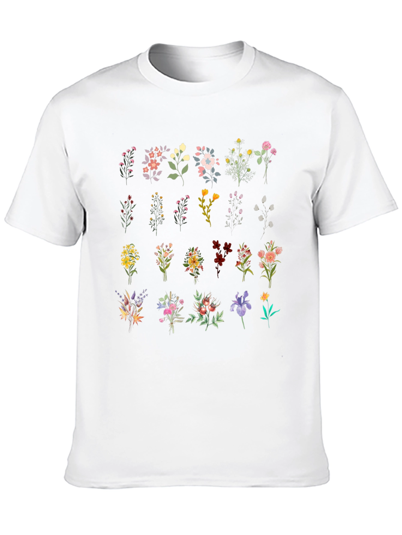 Floral Bouquet Print Black T-Shirt - 10