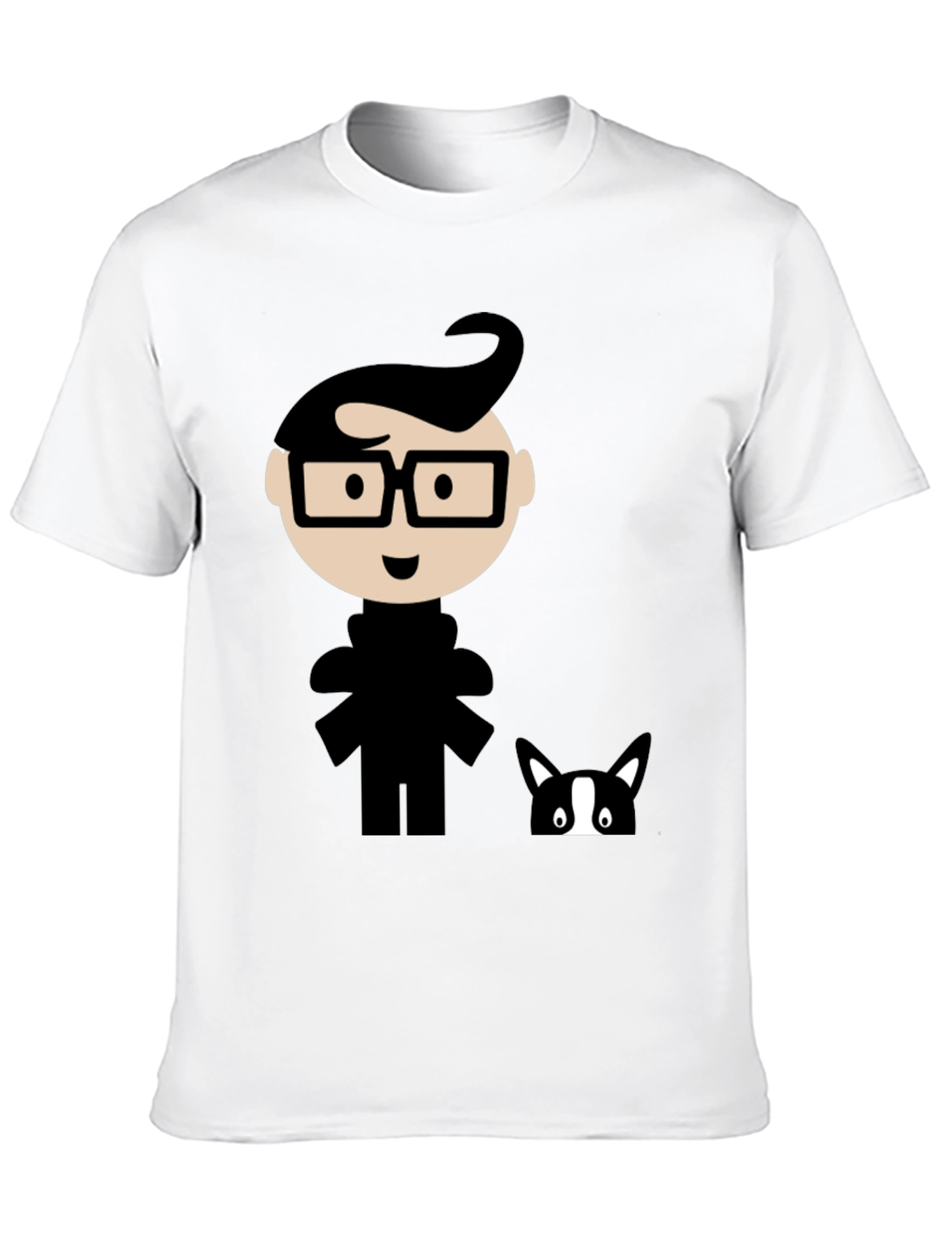 Black Geeky Cartoon Graphic T-Shirt - Black view 10