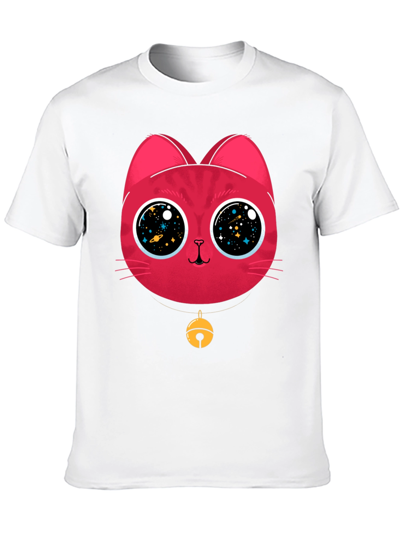 Black Cosmic Cat Tee - Galaxy Eyes Graphic T-Shirt view 10