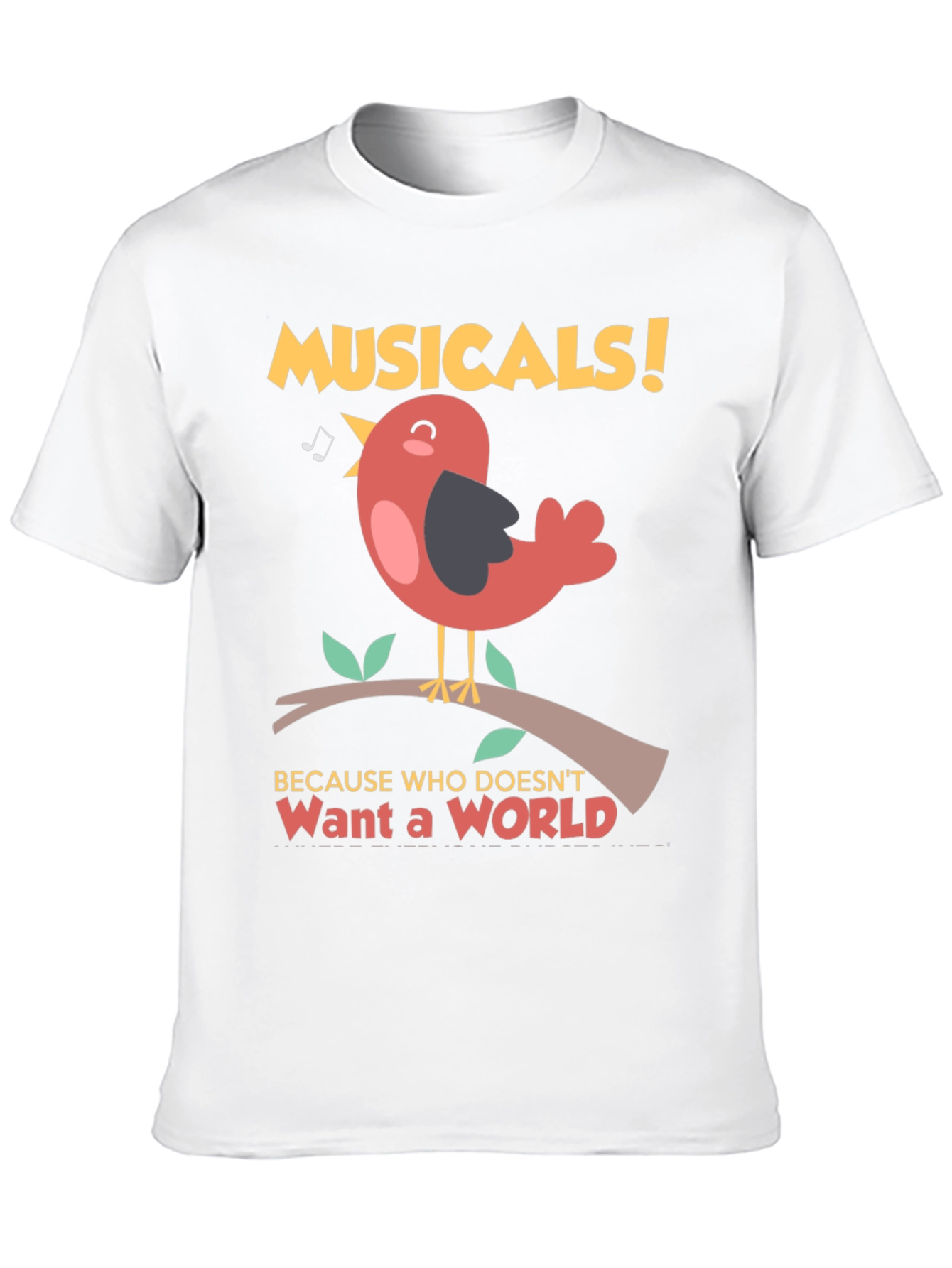 Black Musical Bird T-Shirt -  'Want a World' Tee view 10