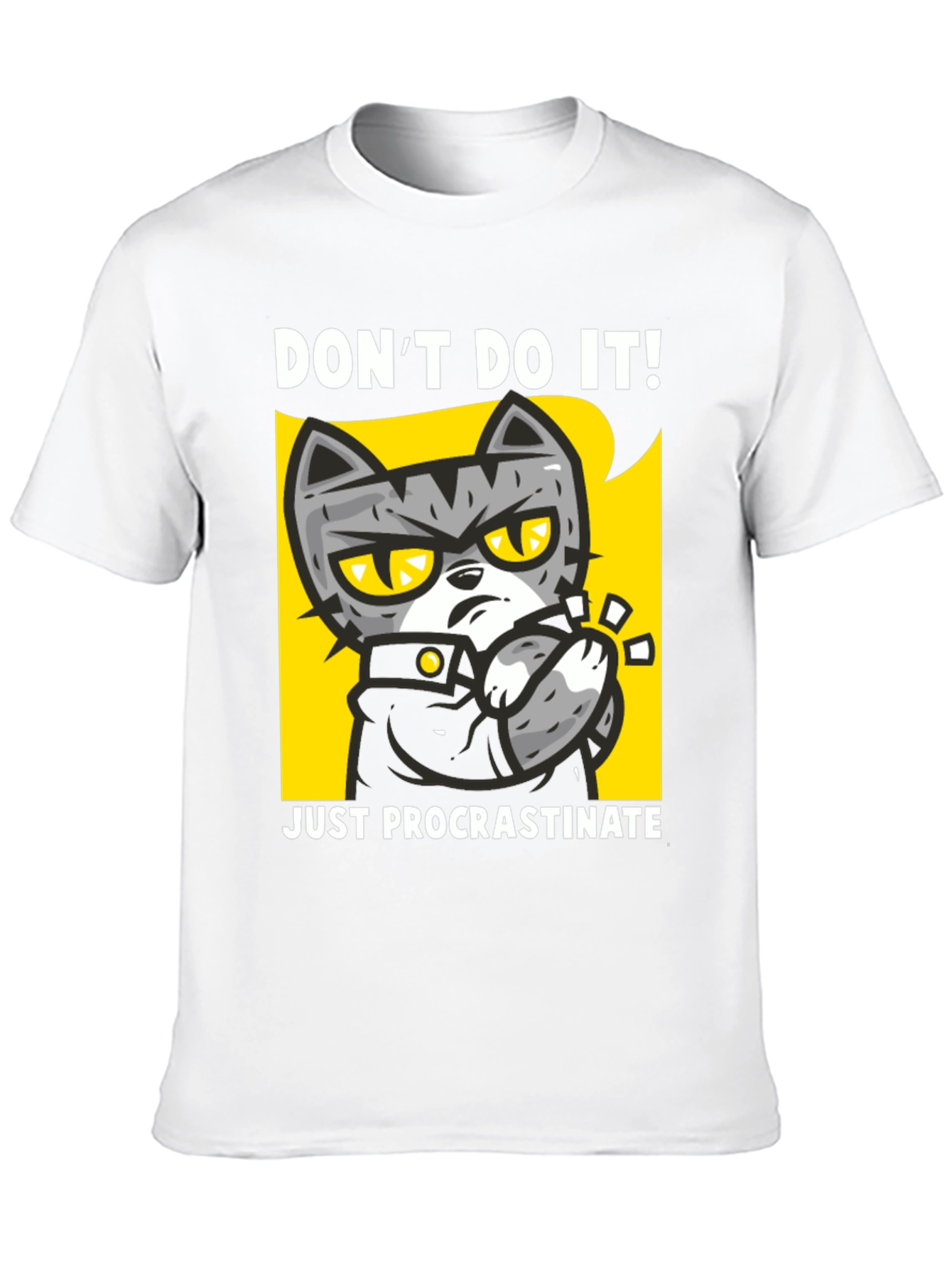Black Funny Procrastinate Cat Graphic Black T-Shirt view 10