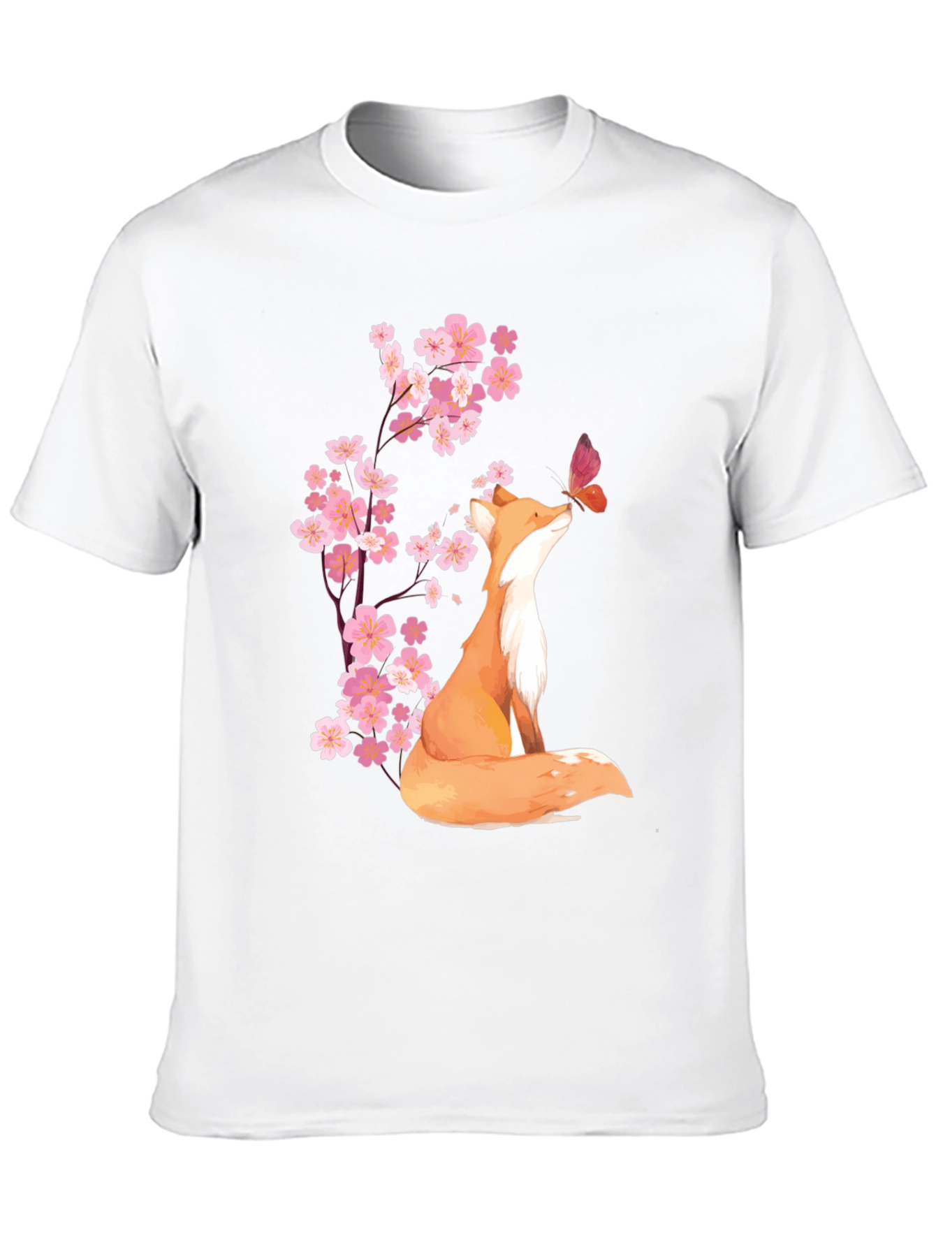 Black Fox & Cherry Blossom Graphic Tee - Soft Cotton Blend view 10