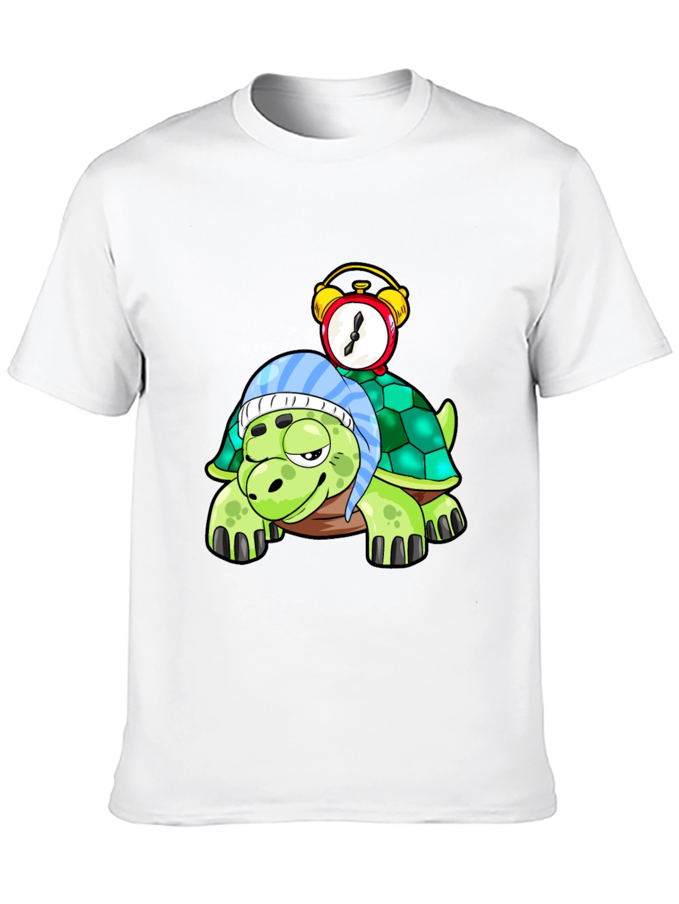 Black Cartoon Turtle with Alarm Clock T-Shirt view 10