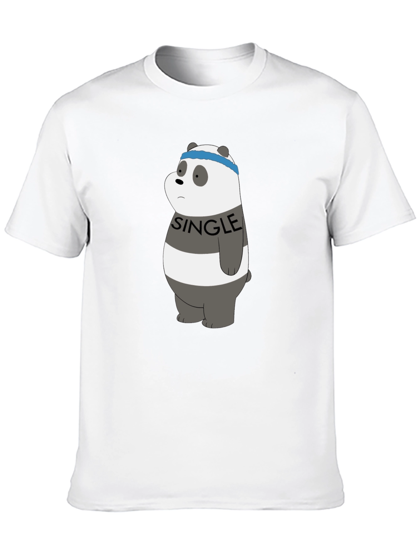 Black Single Panda Bear Graphic Tee - Black view 10