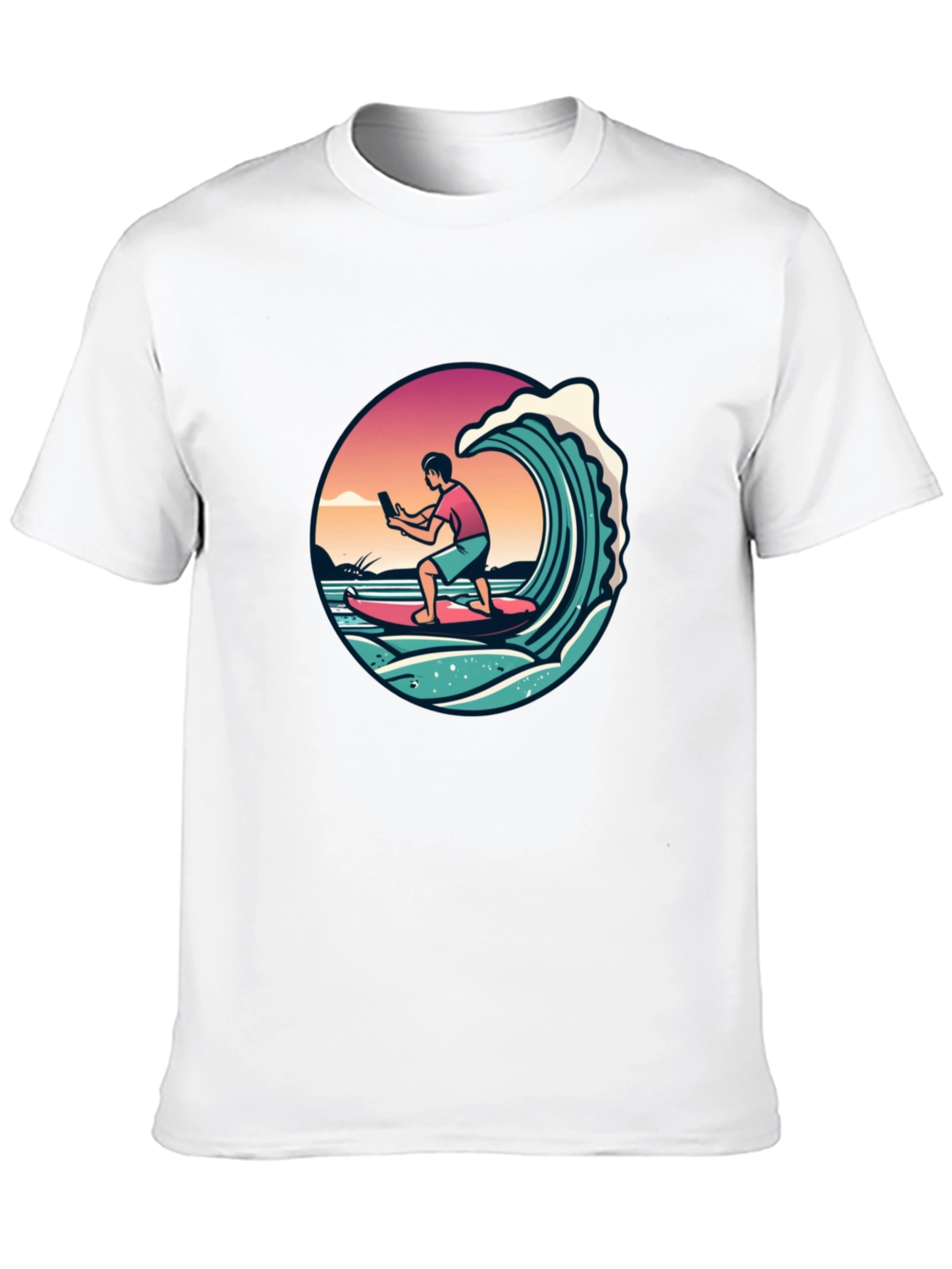 Surfing Selfie Black T-Shirt - 10