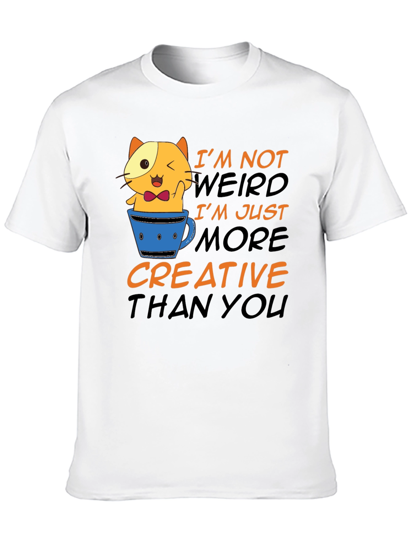 Black Creative Cat T-Shirt - Funny Graphic Tee view 10