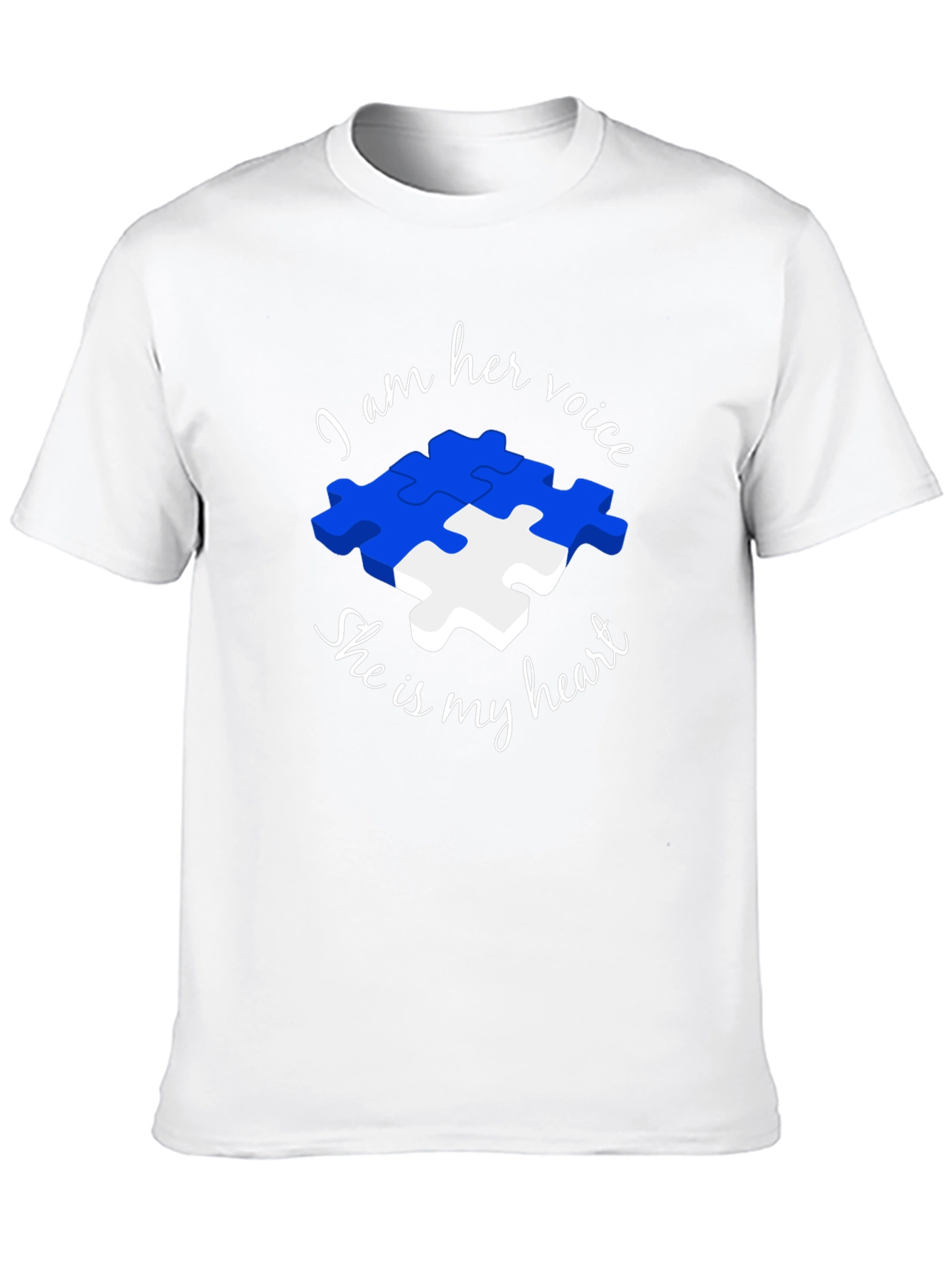 Black Autism Awareness Puzzle Piece T-Shirt - Voice and Heart view 10