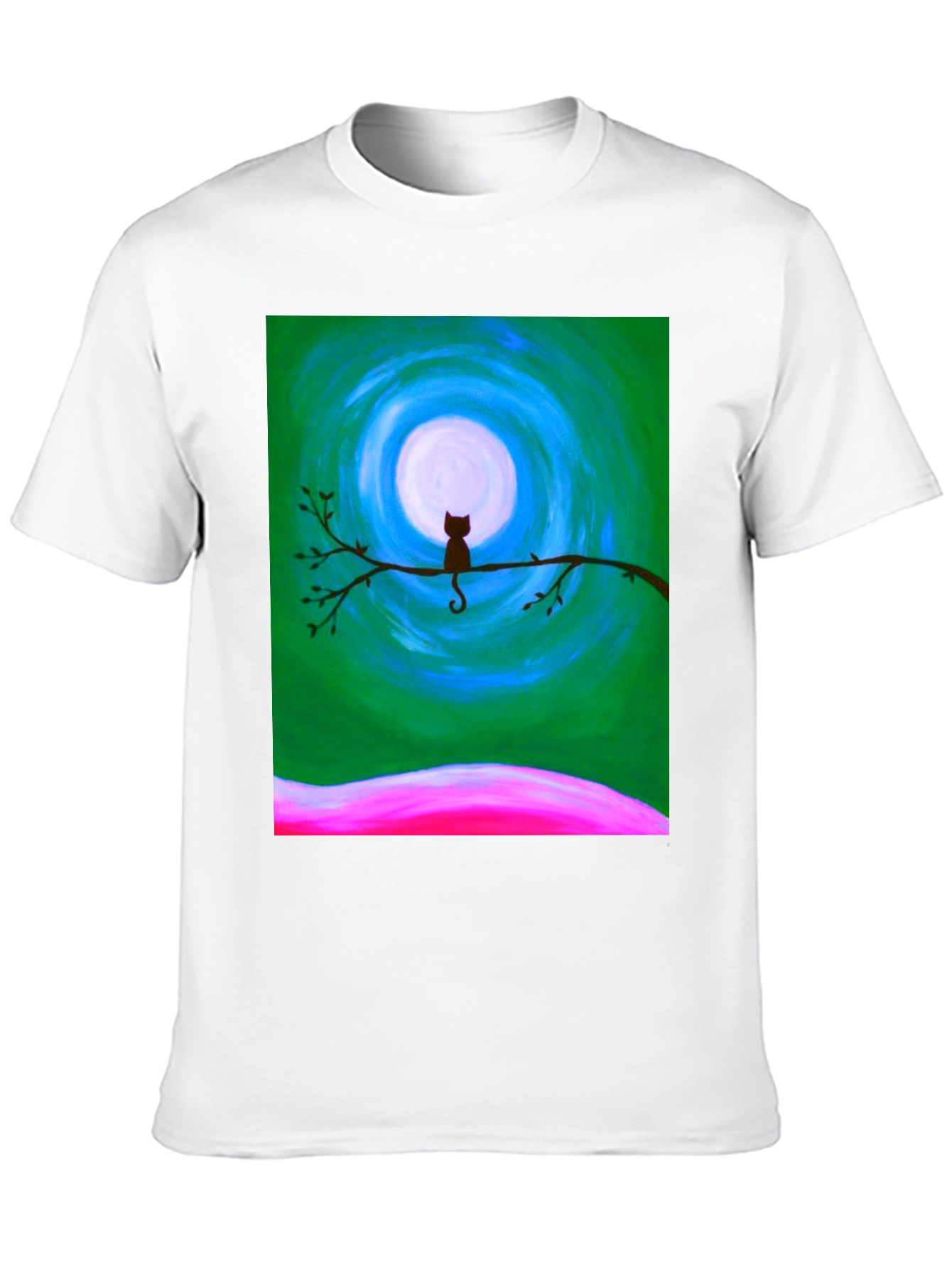 Black Cat on Branch Graphic Tee - Unique Art Design view 10