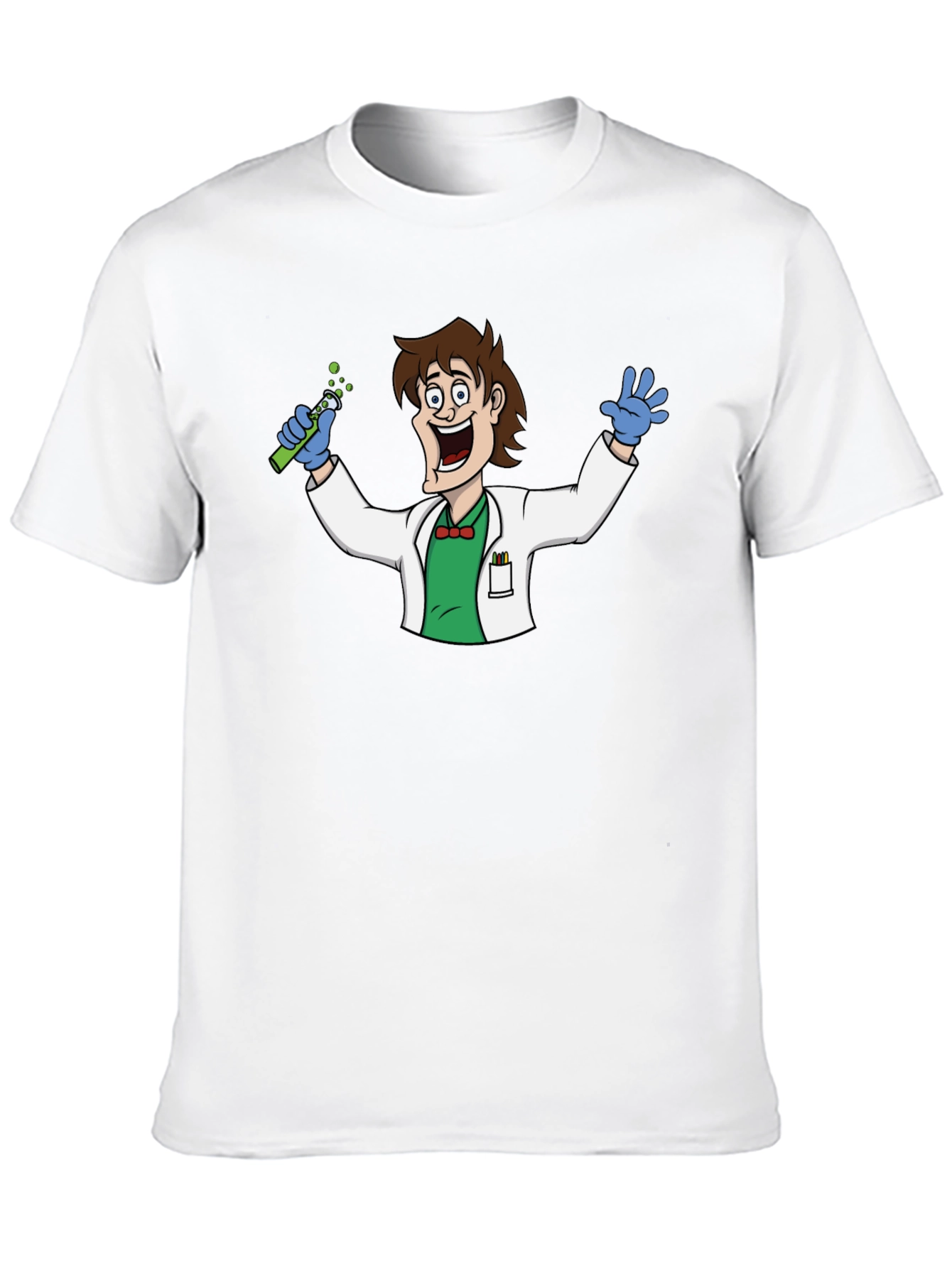 Black Mad Scientist Cartoon Graphic T-Shirt - Black view 10