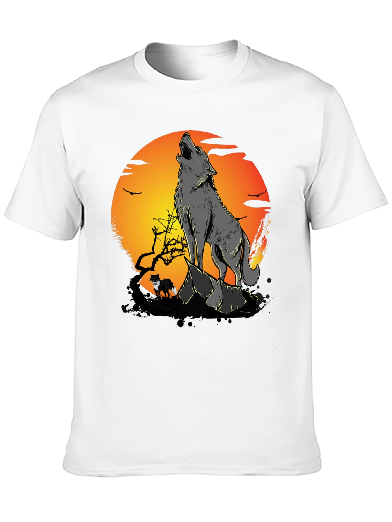 Black Wolf Howling at Moon Graphic Tee view 10
