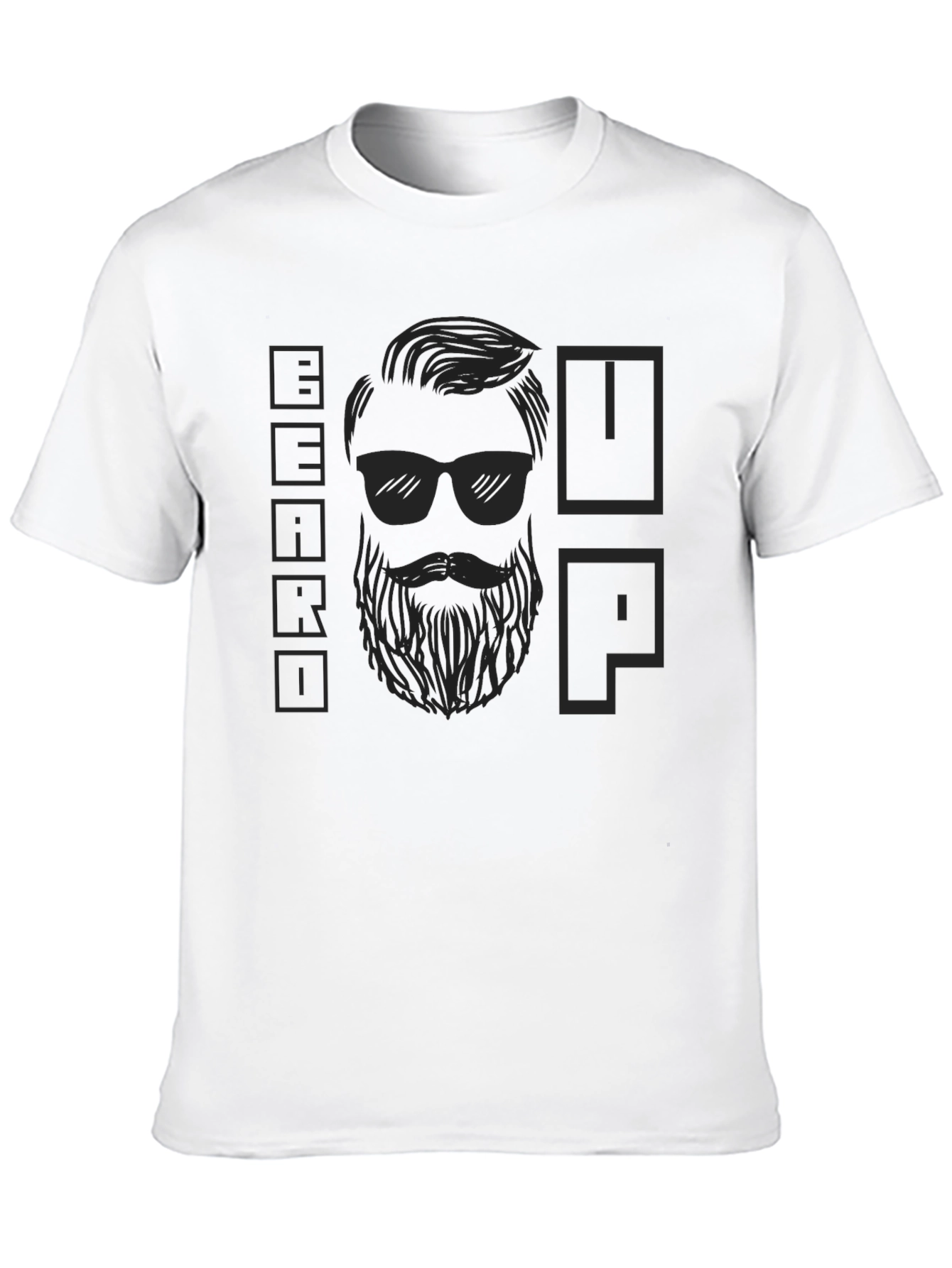 Black Beard Up Graphic T-Shirt - Cool Black Tee view 10