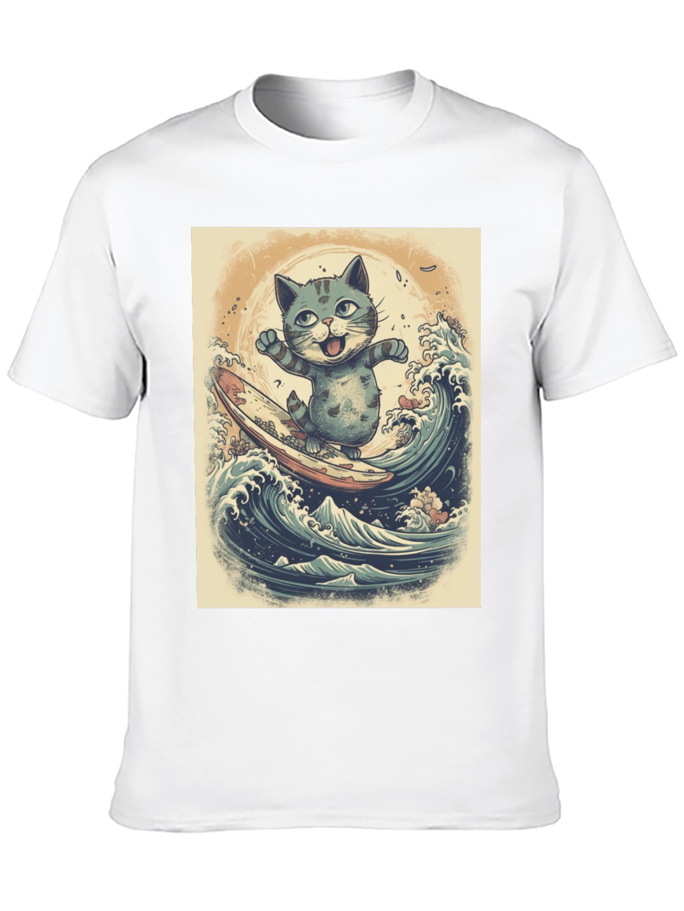 Black Cat Surfing Graphic Tee - Black Cotton Blend view 10