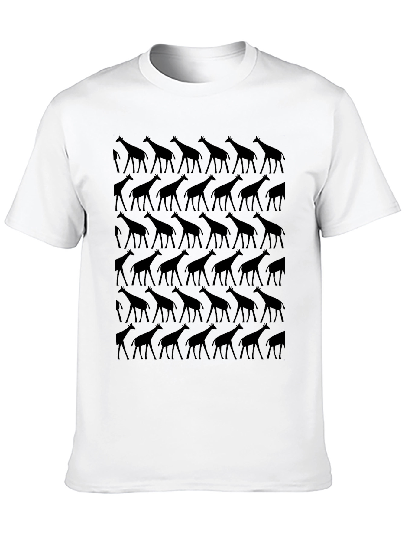 Black Giraffe Print T-Shirt - Men's Black Crew Neck Tee view 10