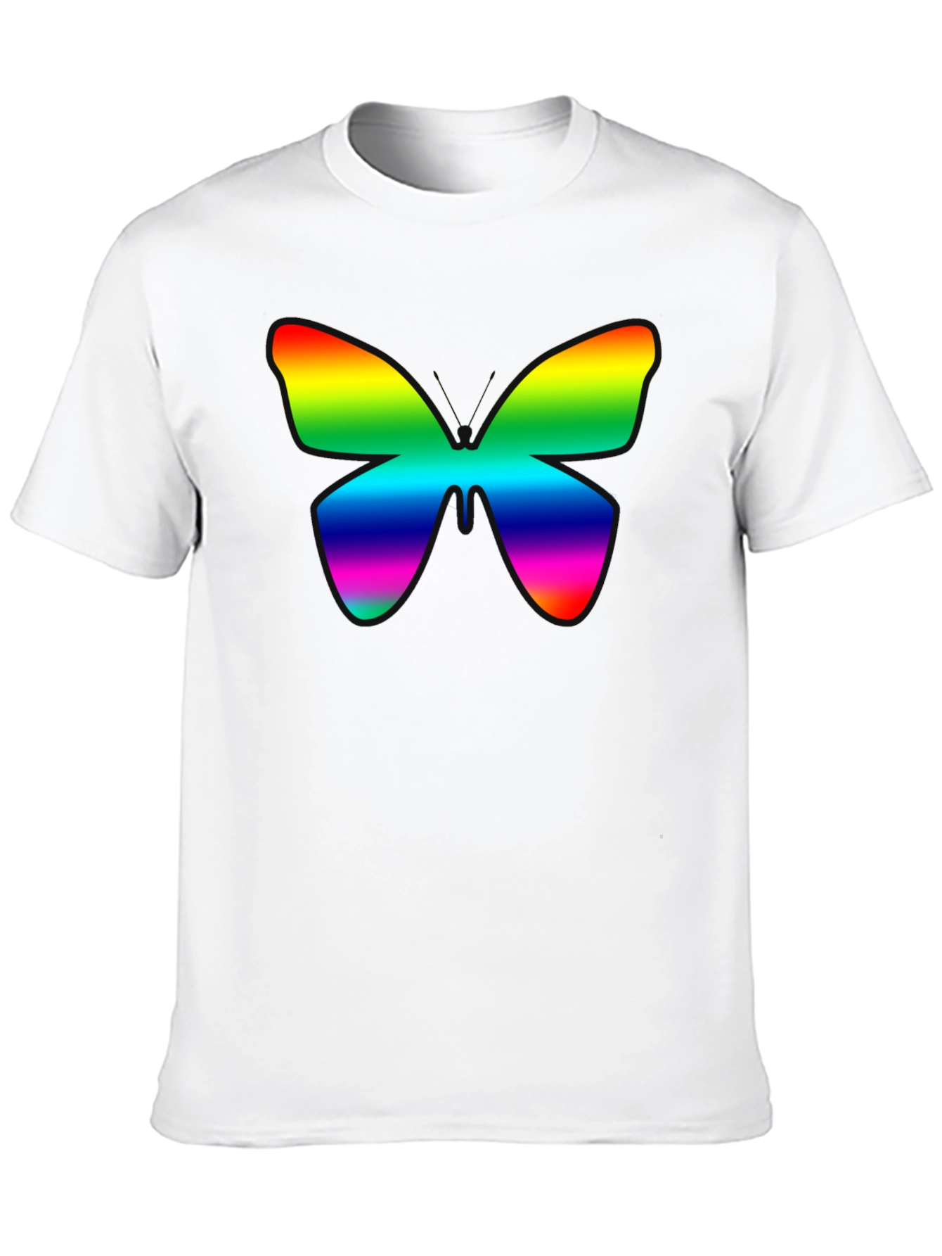 Black Rainbow Butterfly Graphic Black T-Shirt view 10