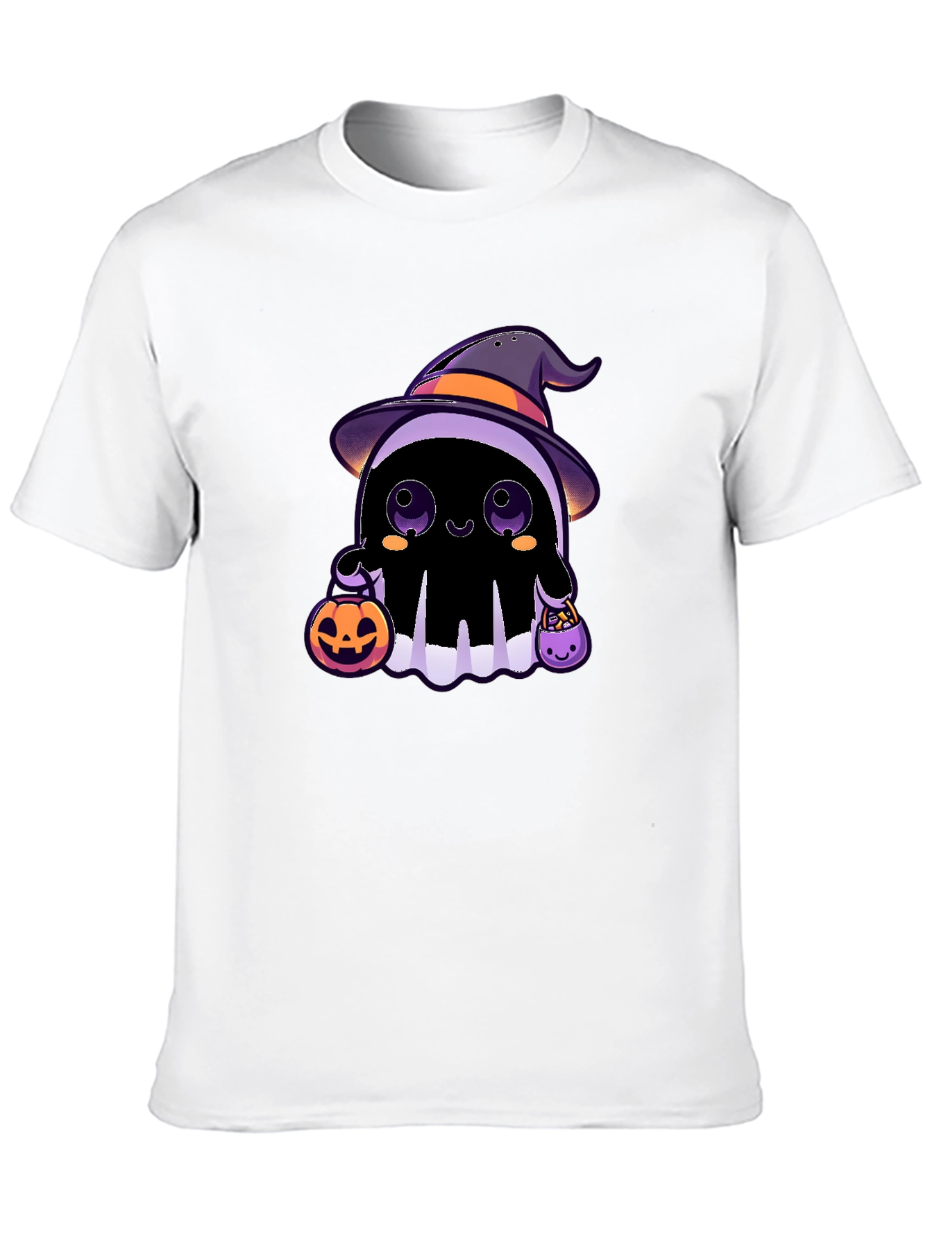 Black Halloween Ghost T-Shirt - Cute Witch Ghost view 10