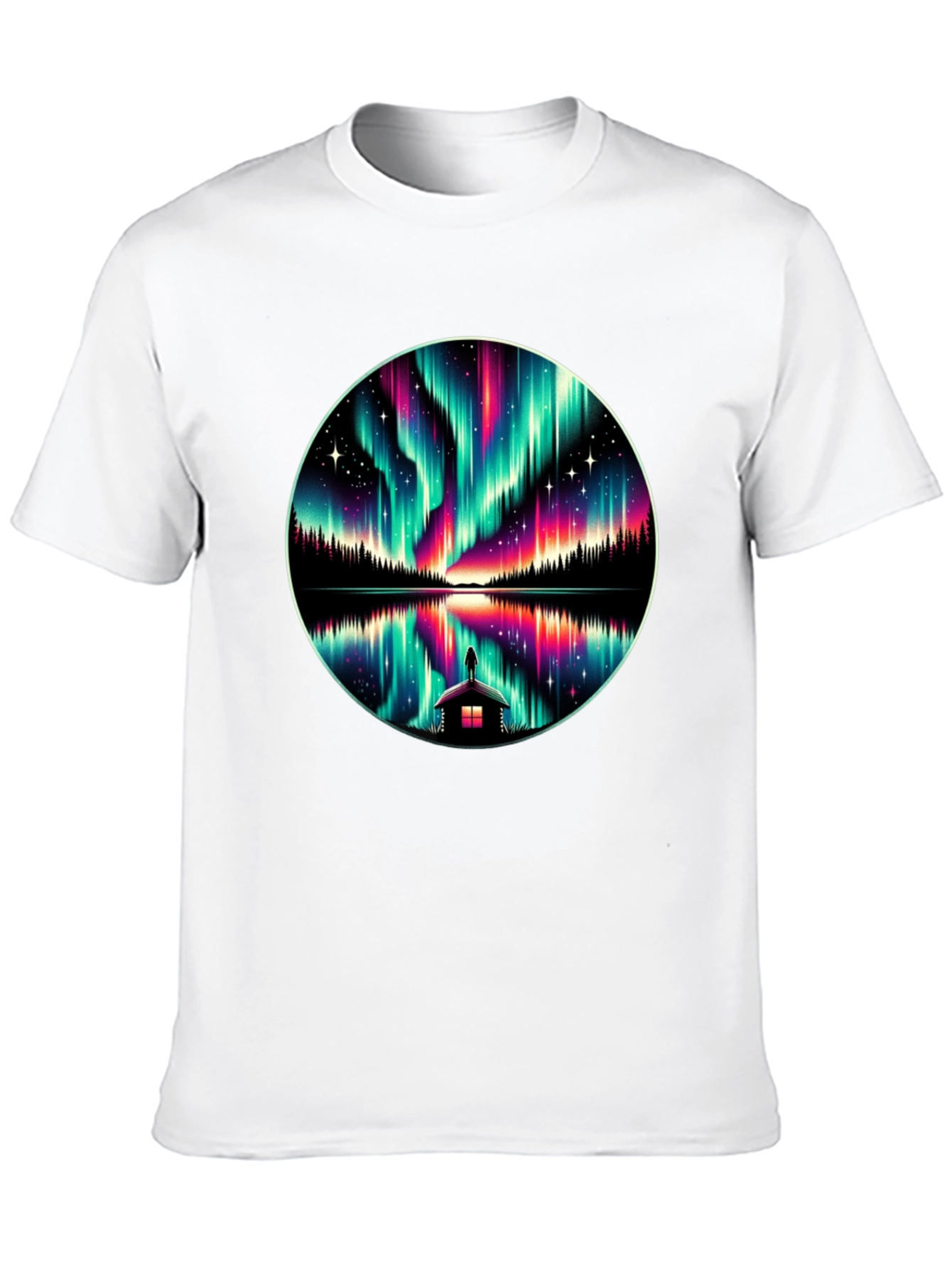 Black Aurora Borealis Reflection T-Shirt view 10