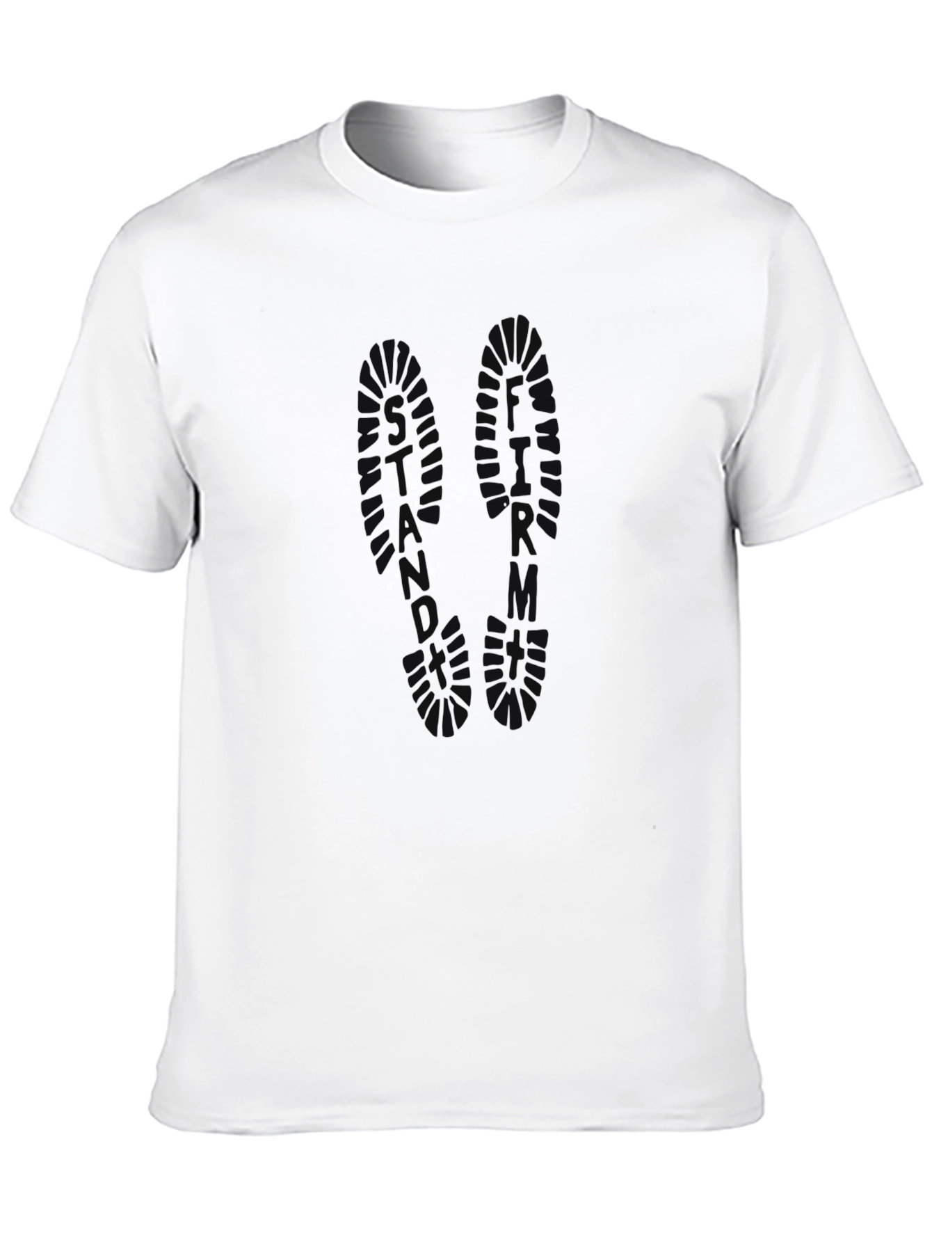 Black Black Crew Neck T-Shirt with Shoe Print view 10