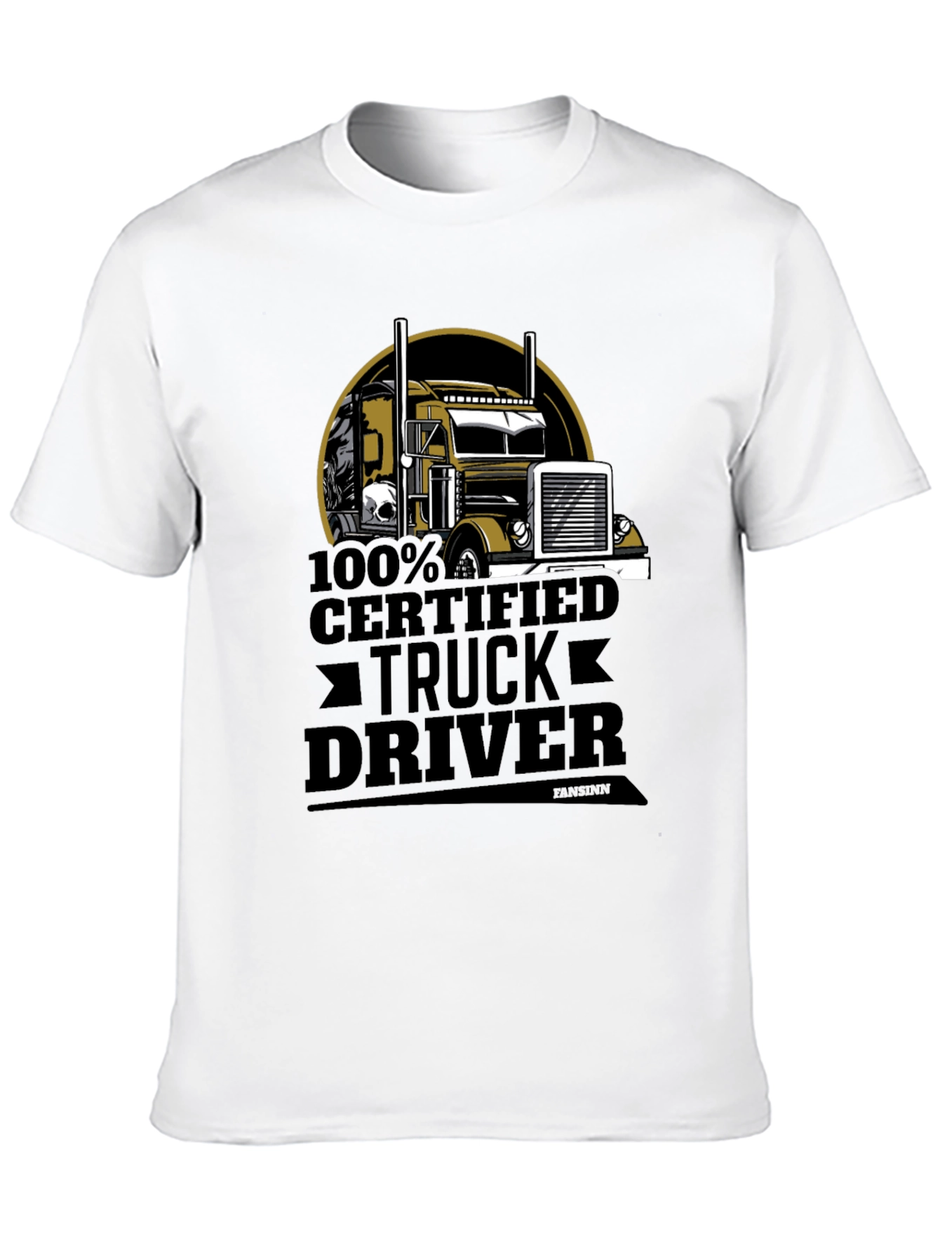 Black 100% Certified Truck Driver Black T-Shirt view 10