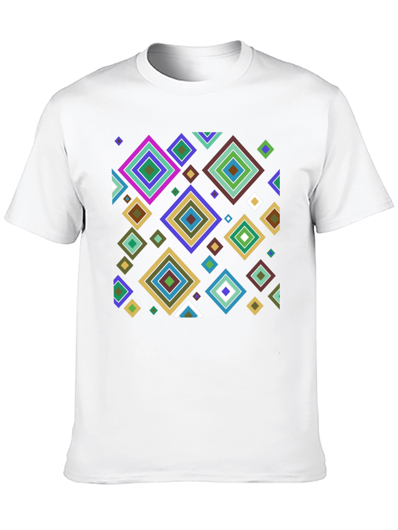 Black Geometric Diamond Pattern Black T-Shirt view 10