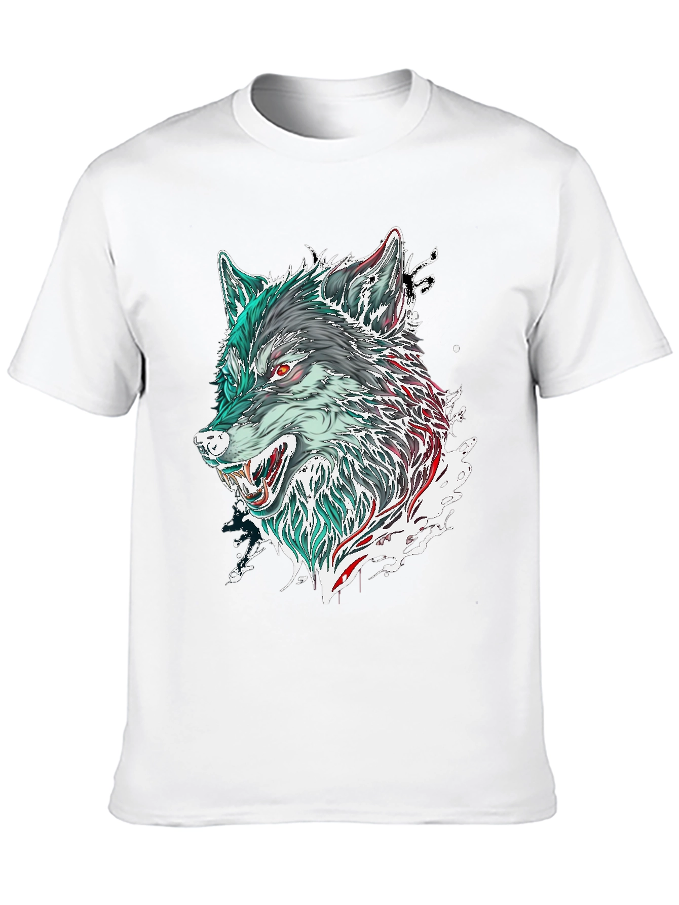Black Wolf Graphic Print Black T-Shirt view 10