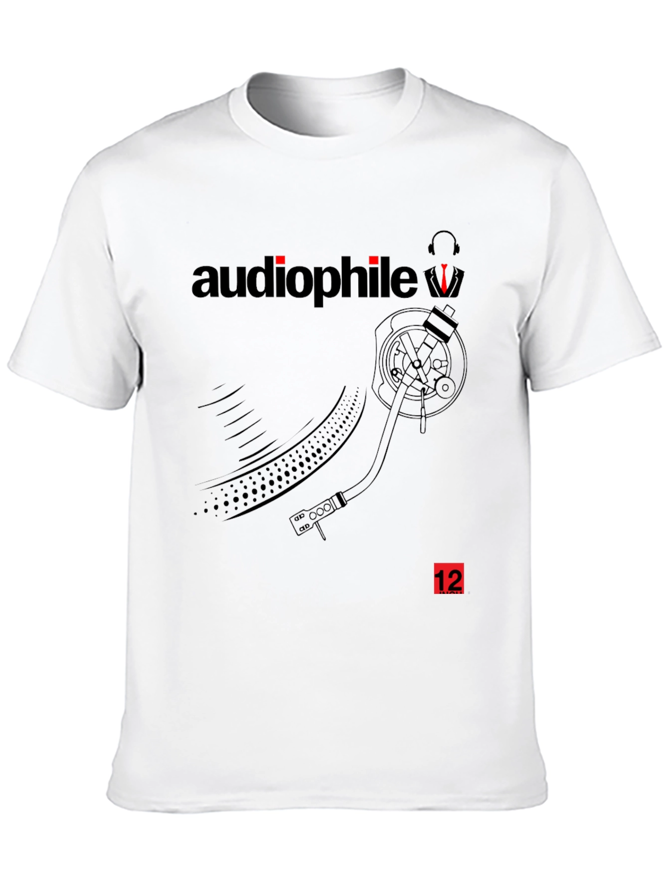 Black Audiophile T-Shirt - Record Player Graphic Tee - Black view 10