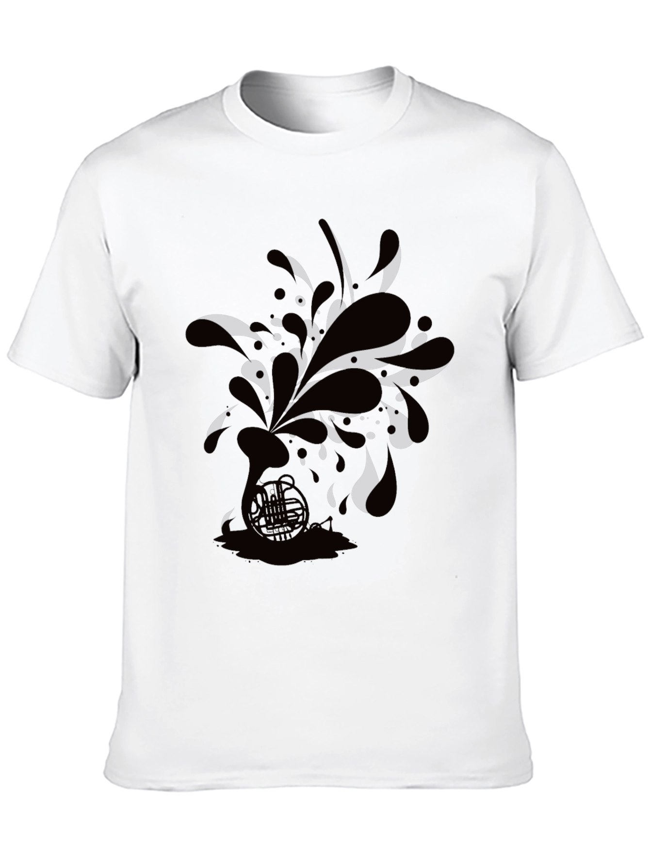 Black Black Tee with Abstract Horn Graphic view 10