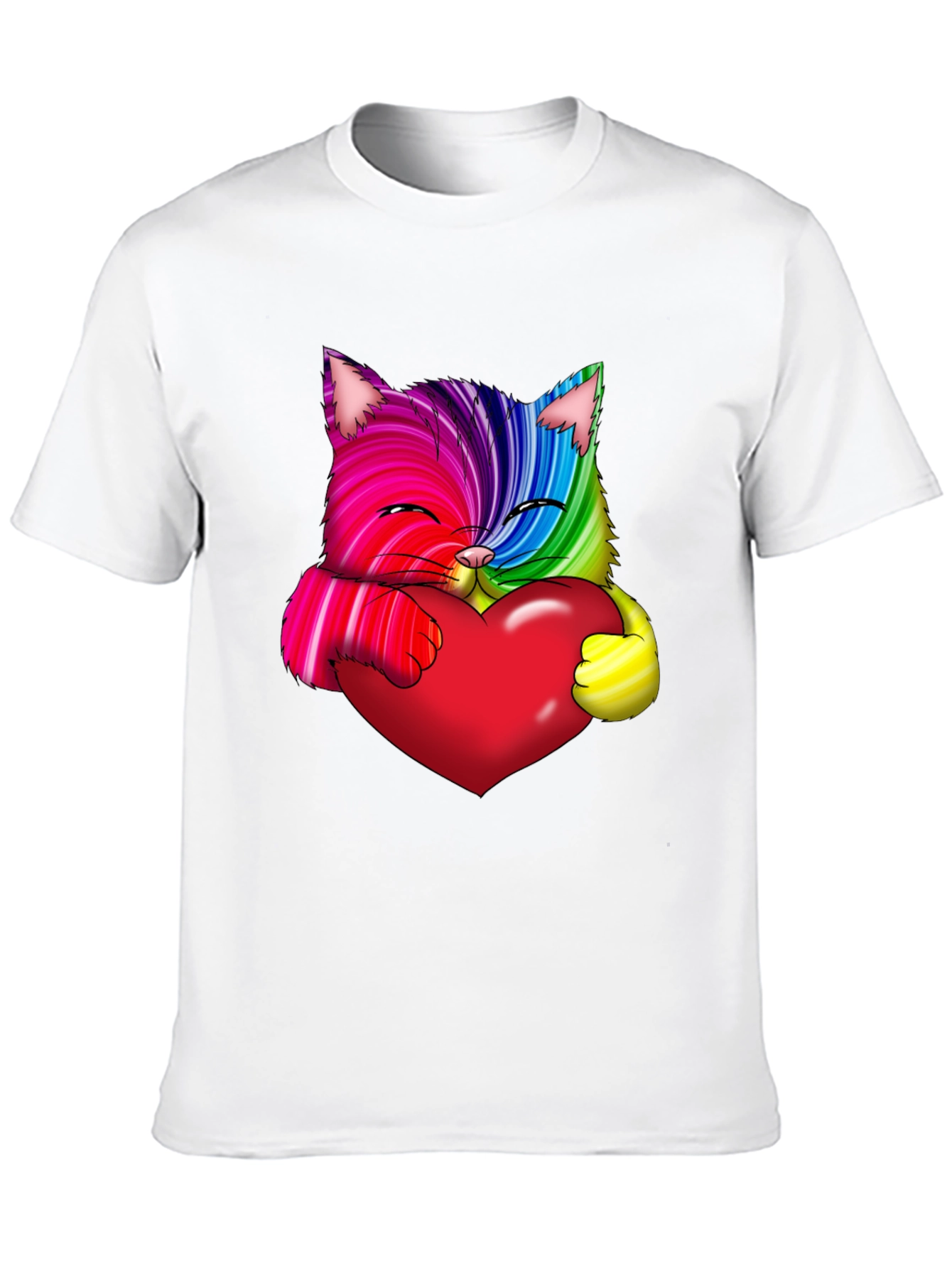 Black Rainbow Cat Heart Graphic Tee - Love & Pride view 10