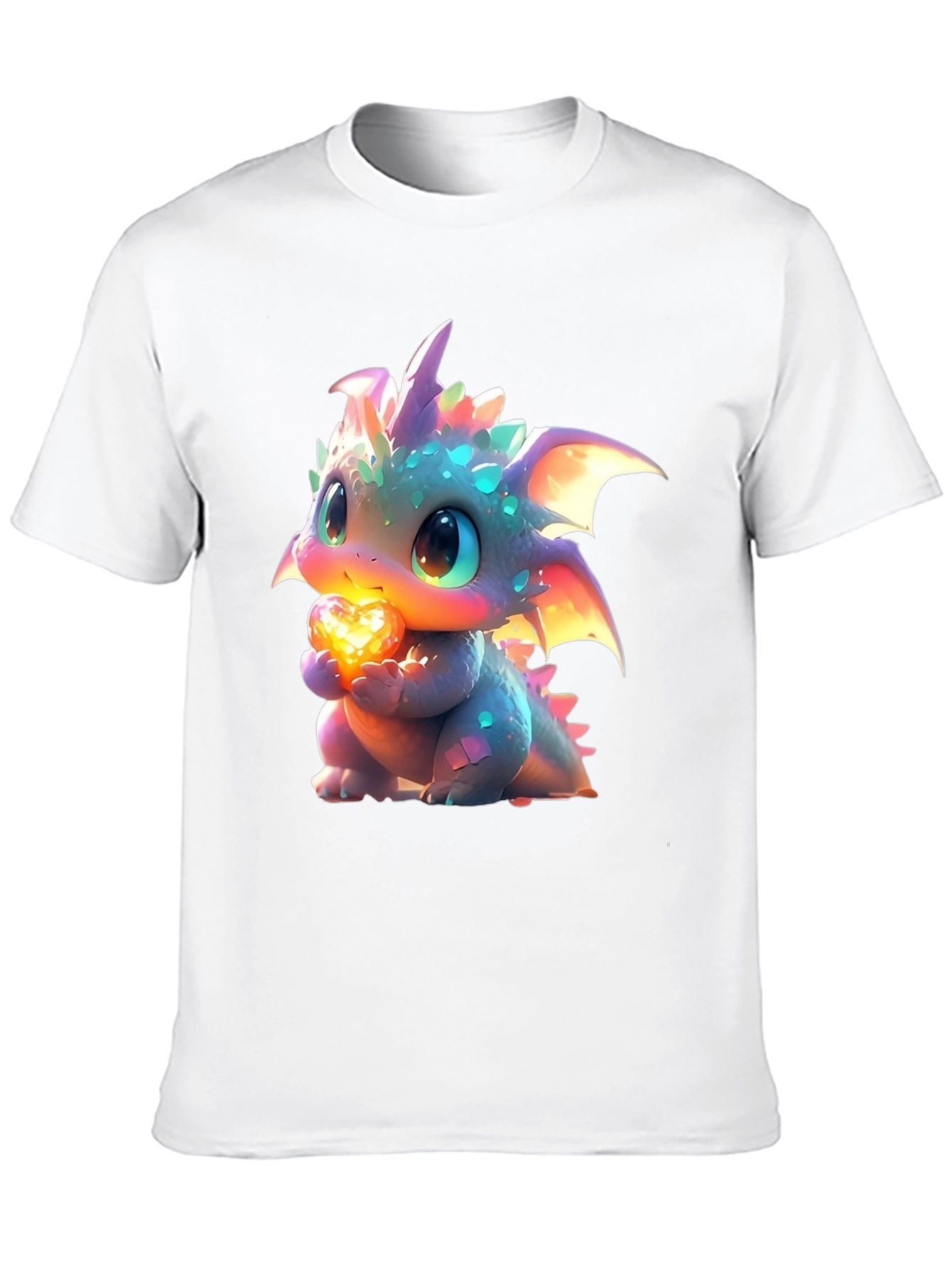 Black Cute Dragon Holding Heart Graphic T-Shirt view 10