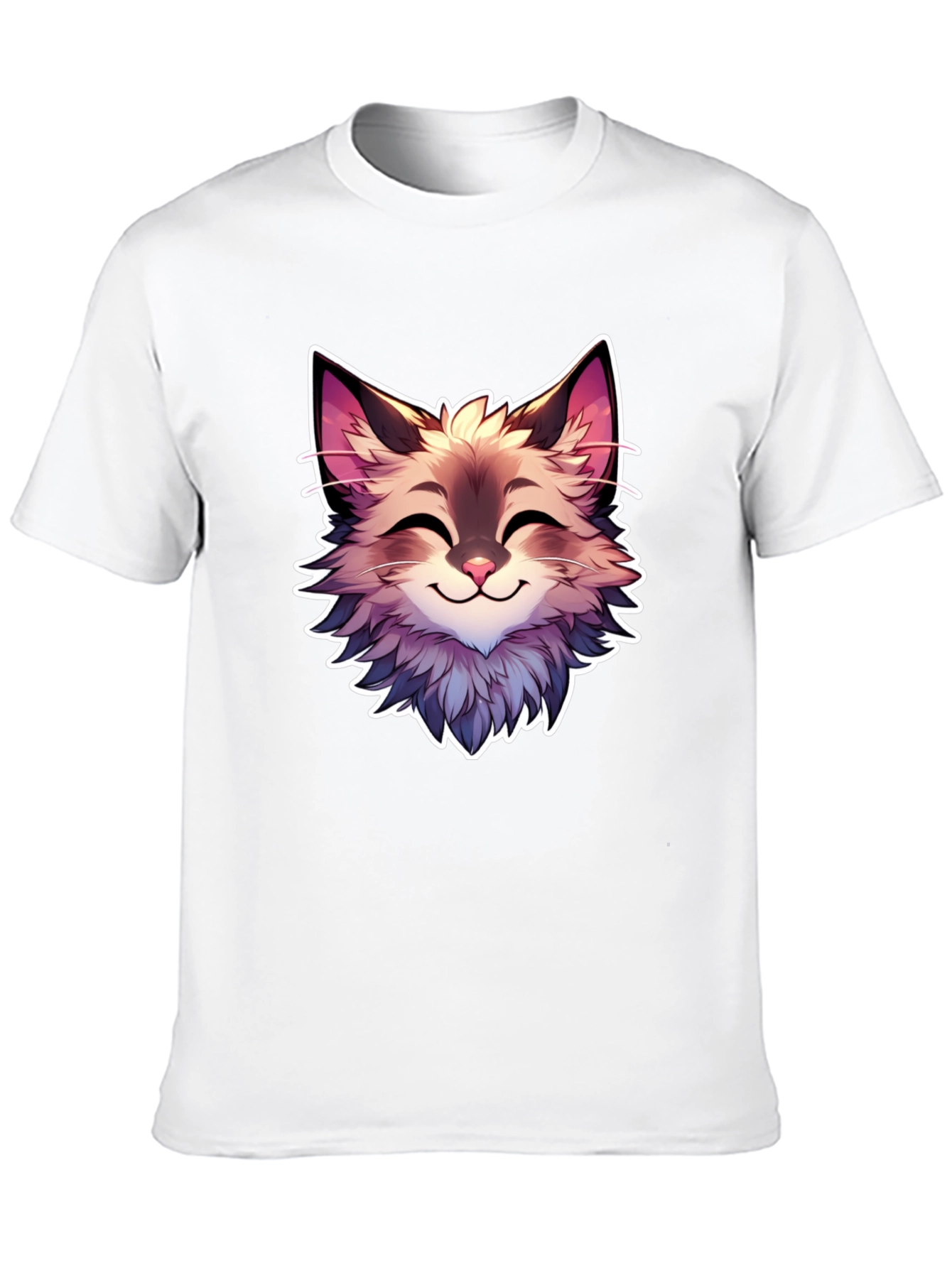 Black Cute Cartoon Cat Graphic Black T-Shirt view 10