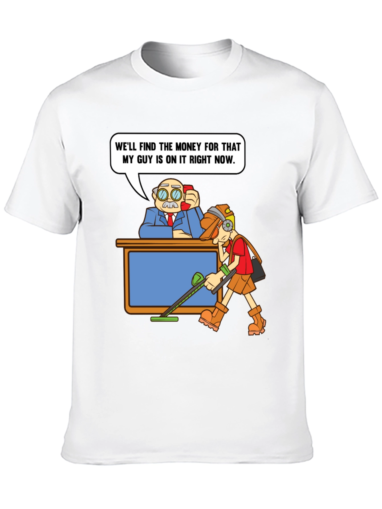Black Humorous T-Shirt: Money Recovery Cartoon view 10