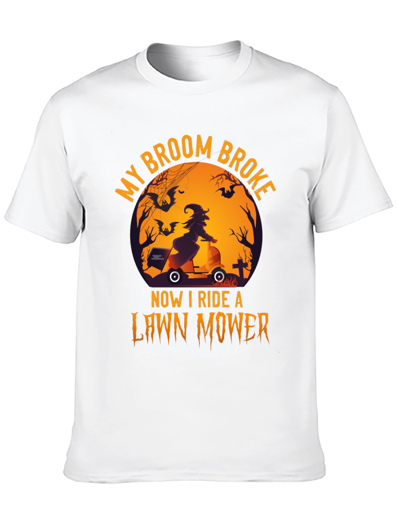 Black Halloween Witch Lawn Mower T-Shirt view 10