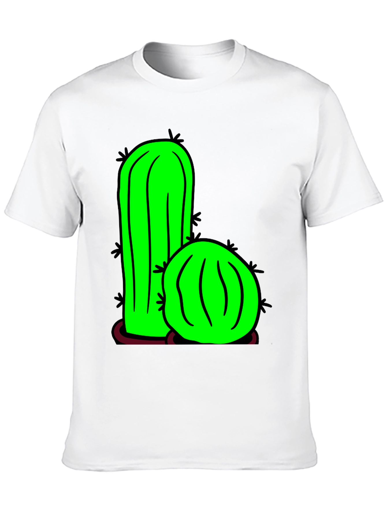 Black Cactus Graphic Tee - Fun Novelty T-Shirt view 10