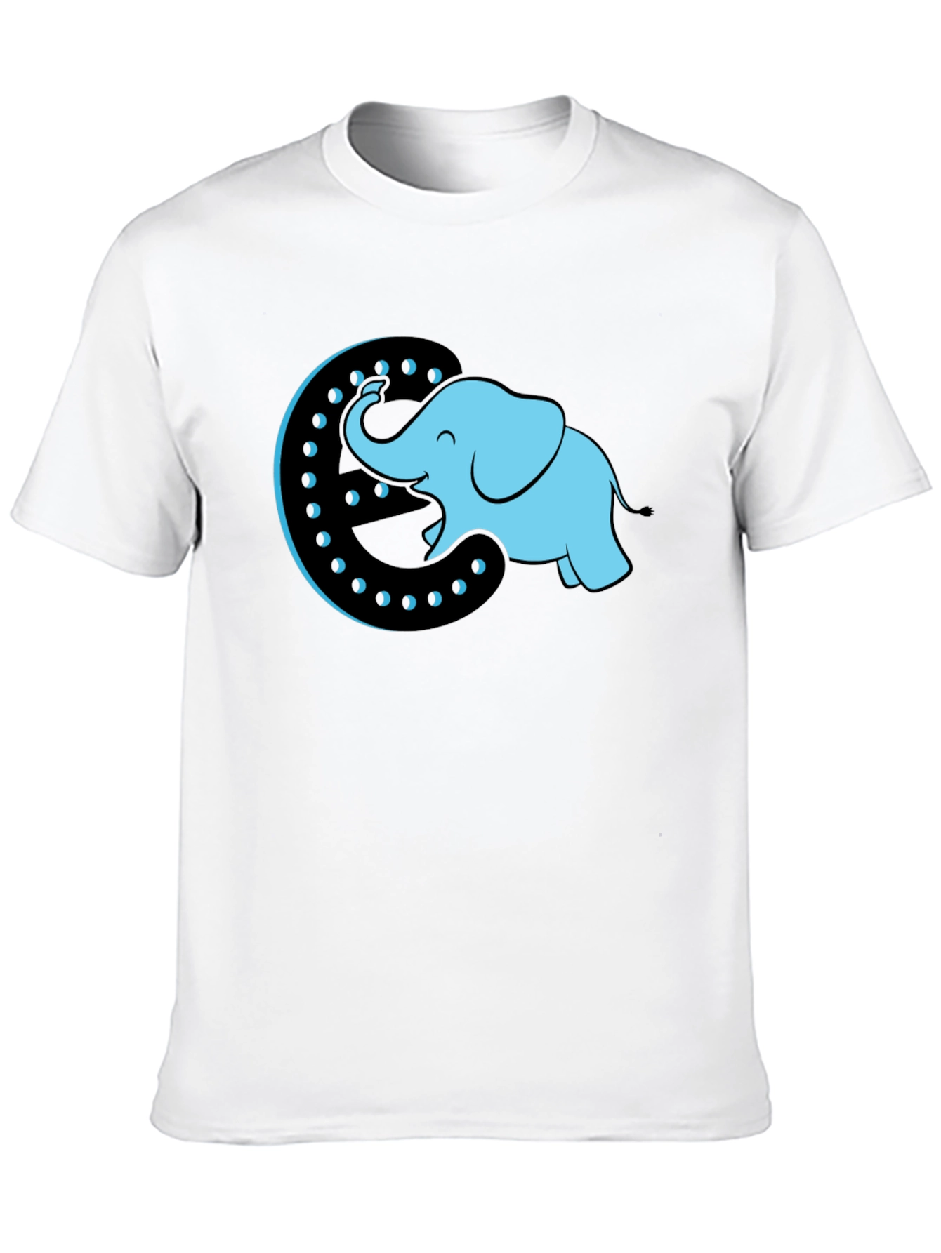 Black Elephant Moon Graphic Tee - Black Cotton T-Shirt view 10