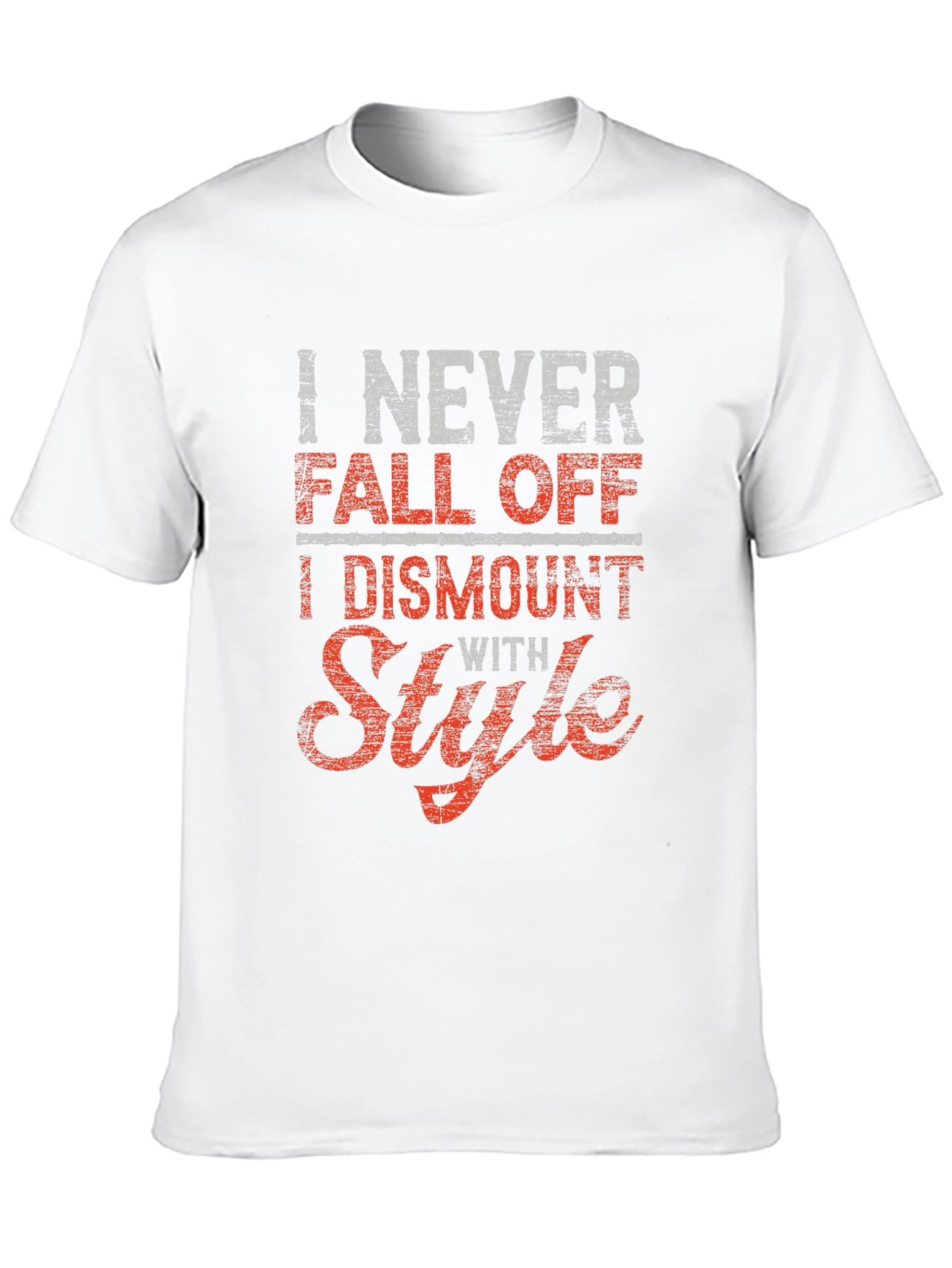 Black Funny Style T-Shirt - I Never Fall Off, I Dismount With Style view 10