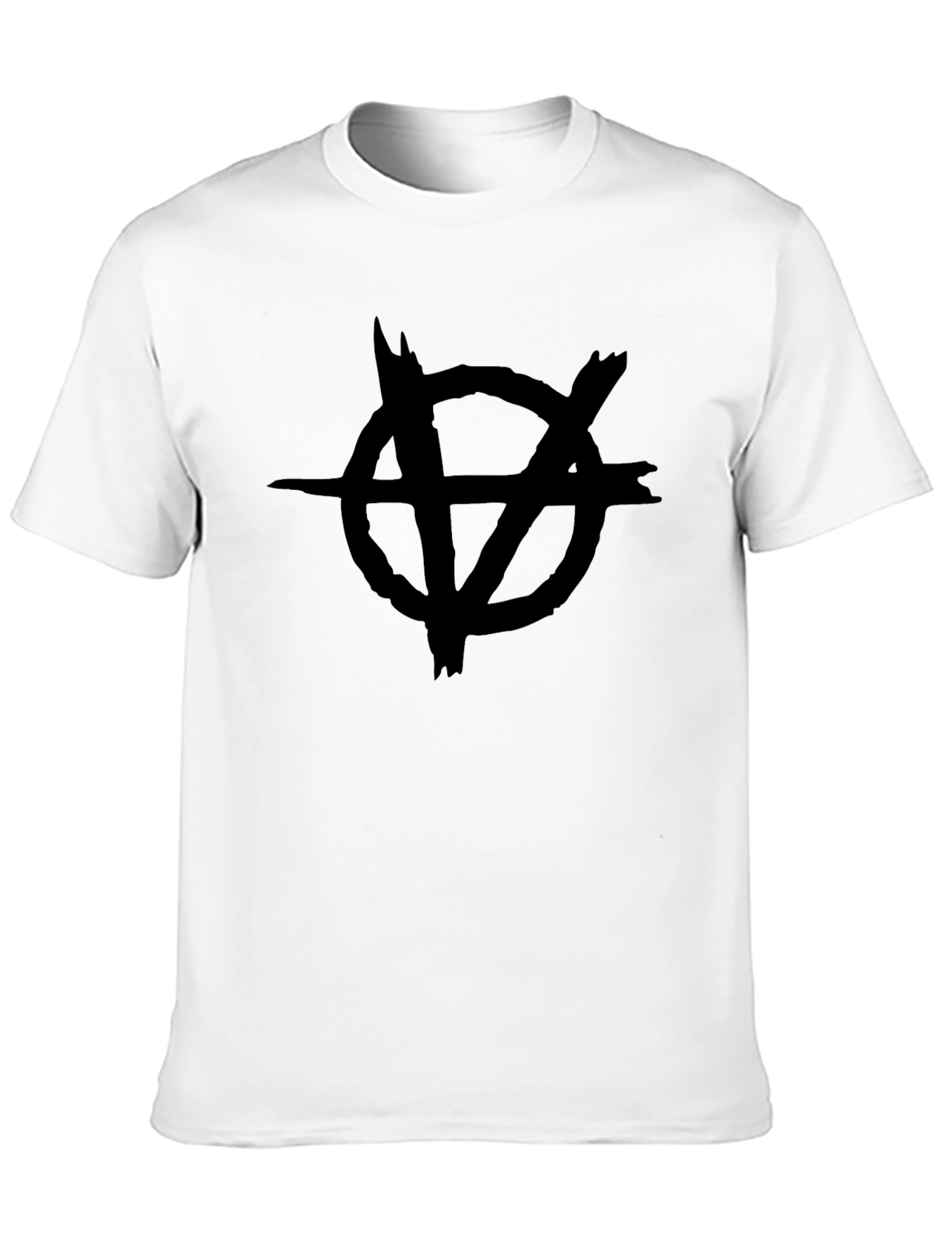Black Distressed Circle V Symbol Black T-Shirt view 10