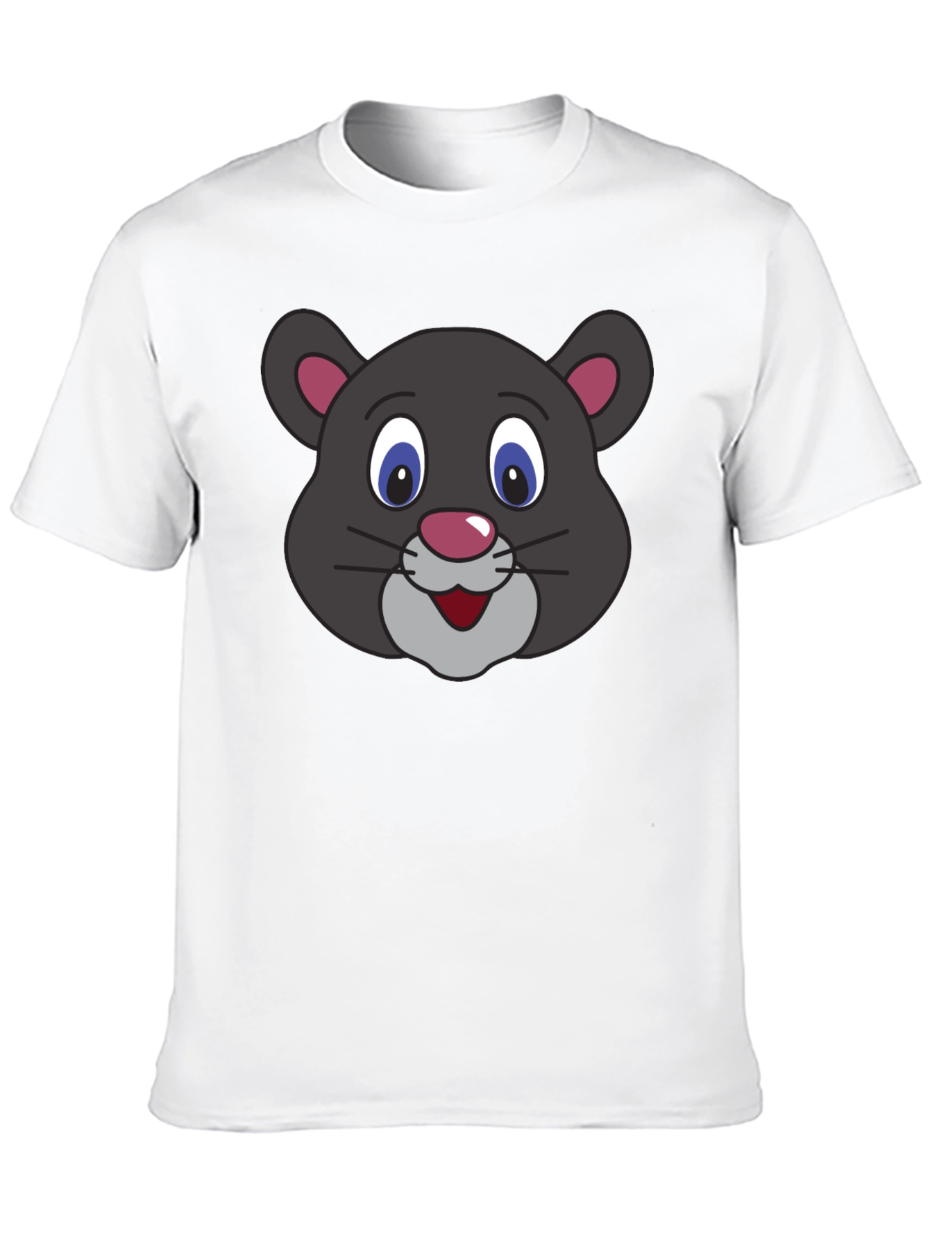Black Cute Cartoon Panther Face Black T-Shirt view 10