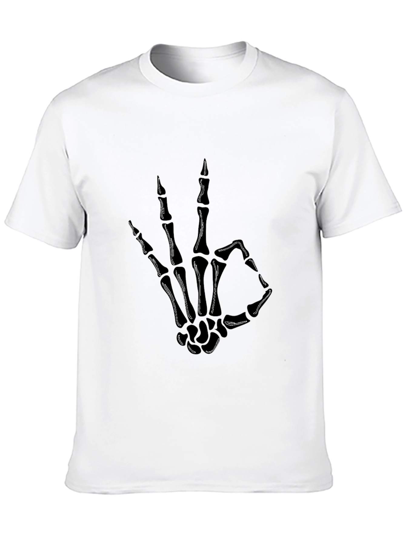 Black Skeleton Hand OK Sign Graphic Tee view 10