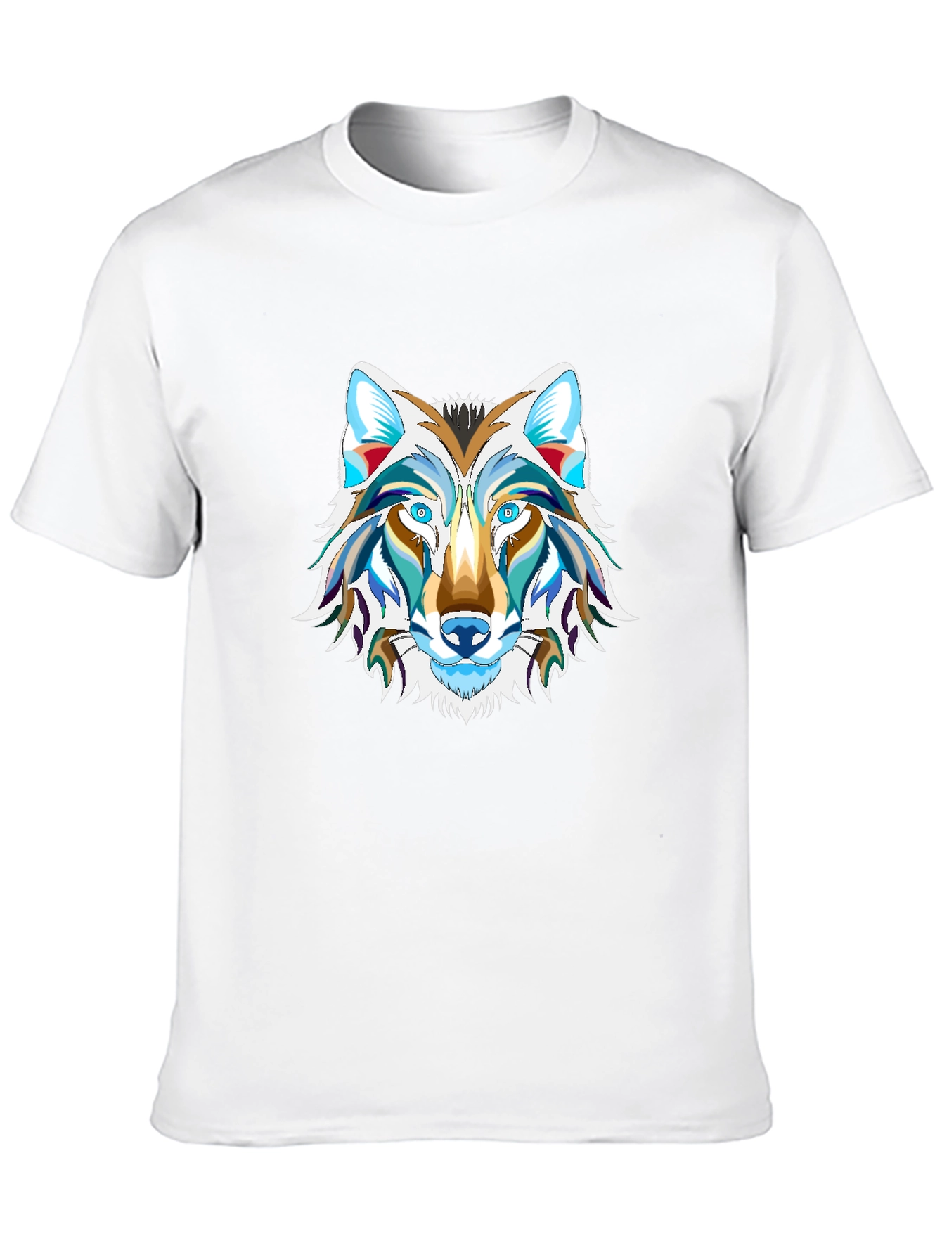 Black Men's Black Graphic Tee - Wolf Design view 10