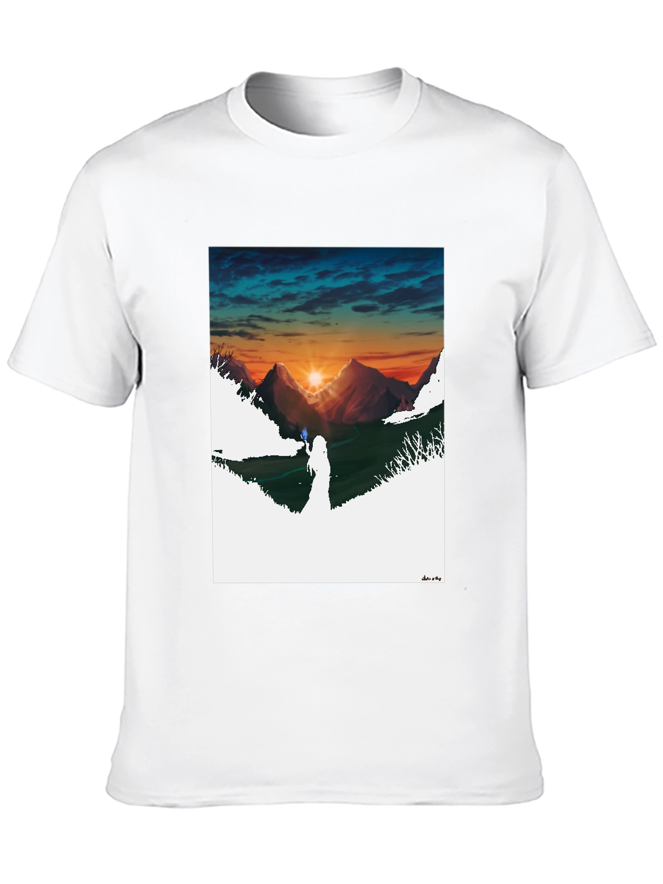 Black Sunset Mountain Graphic Tee - Stylish Black T-Shirt view 10