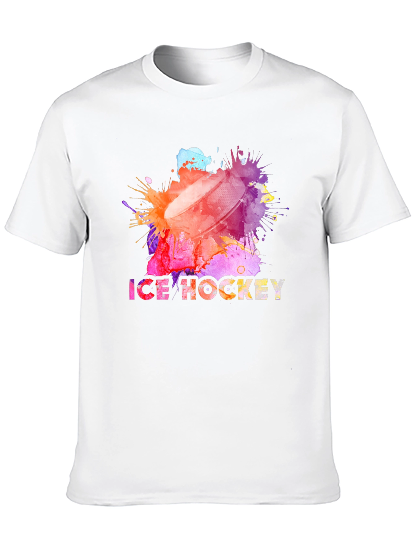 Black Watercolor Ice Hockey Graphic T-Shirt view 10
