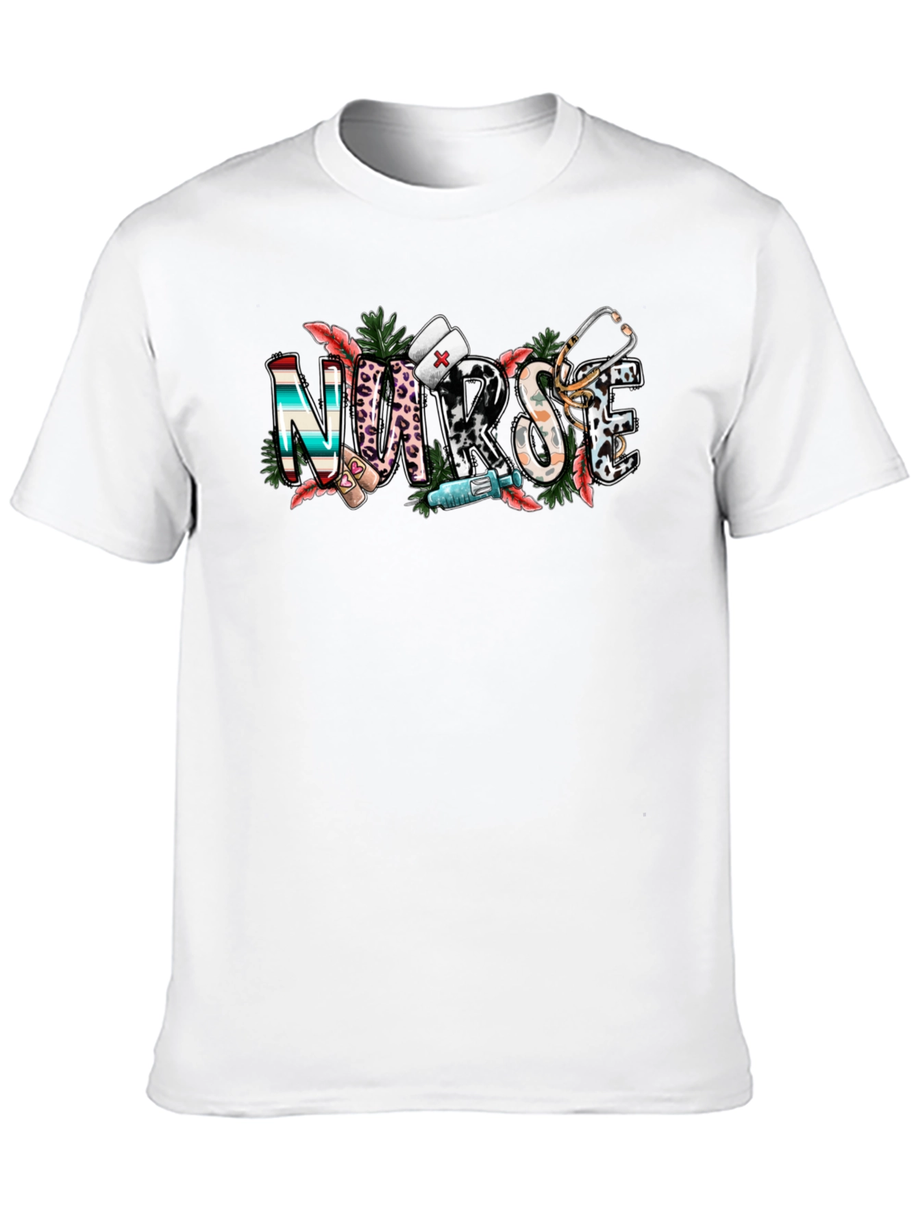 Black Nurse Patterned Graphic T-Shirt view 10