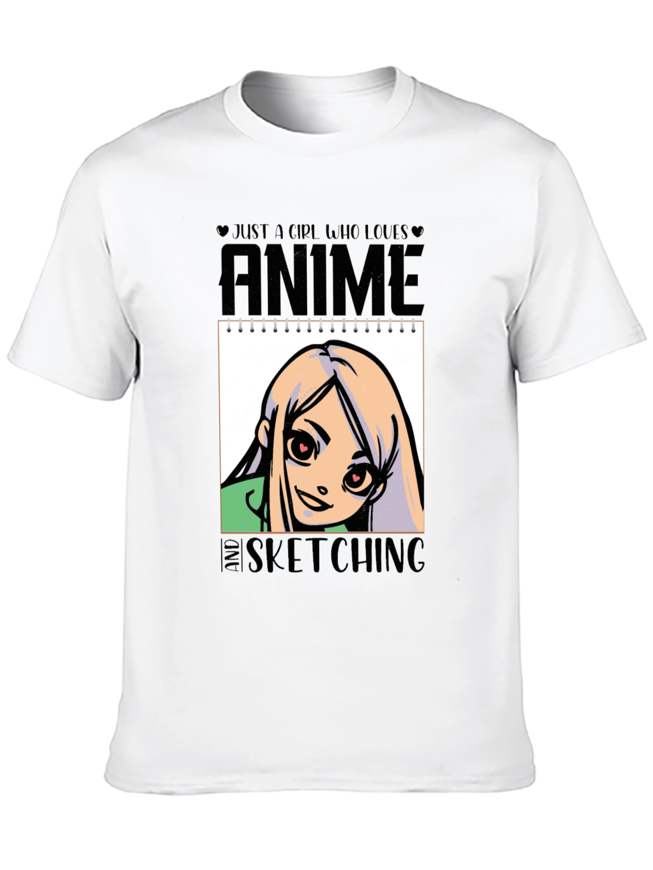Black Anime and Sketching Girl's T-Shirt view 10