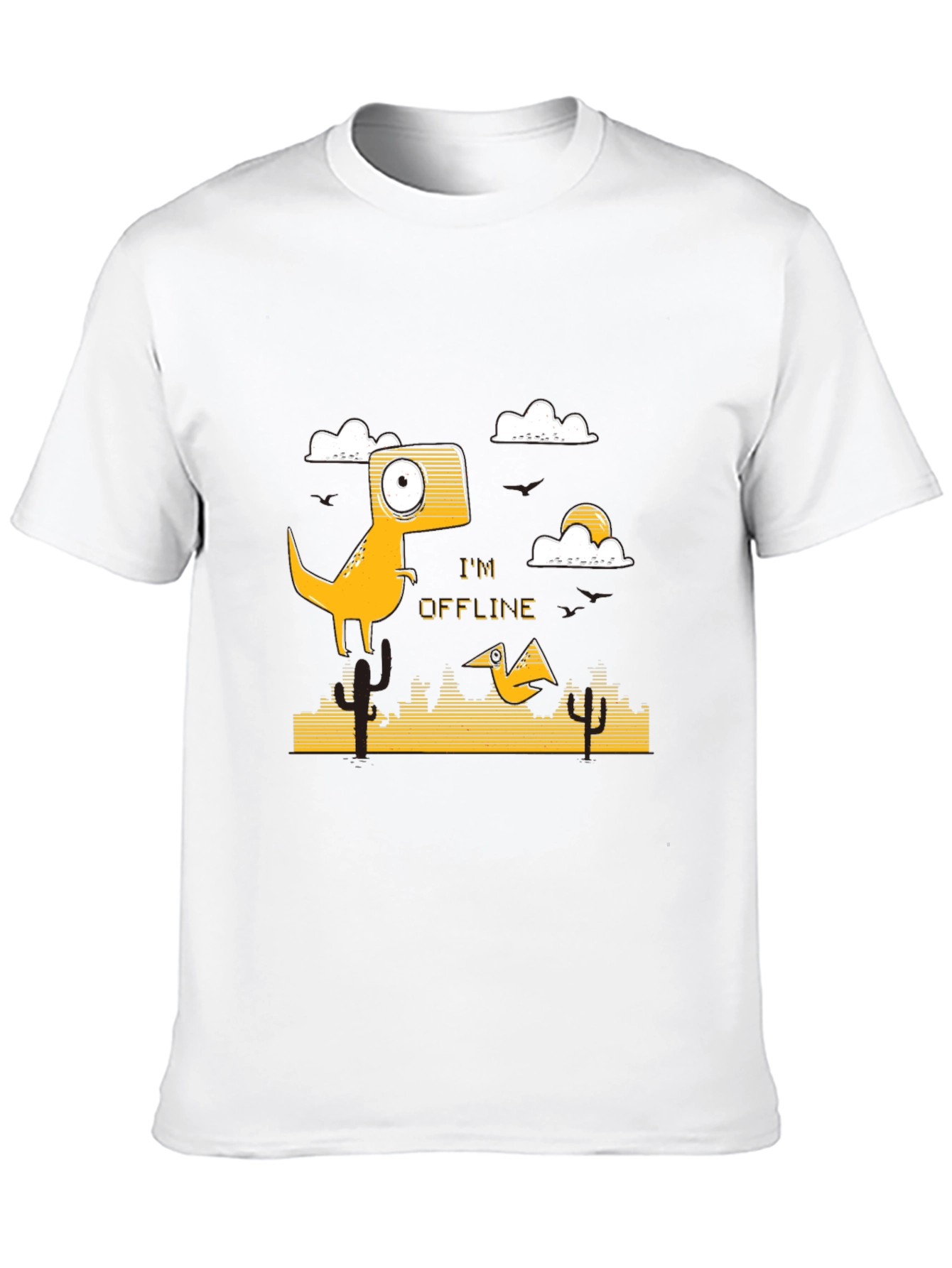 Black I'm Offline T-Shirt - Dinosaur Design - Black view 10