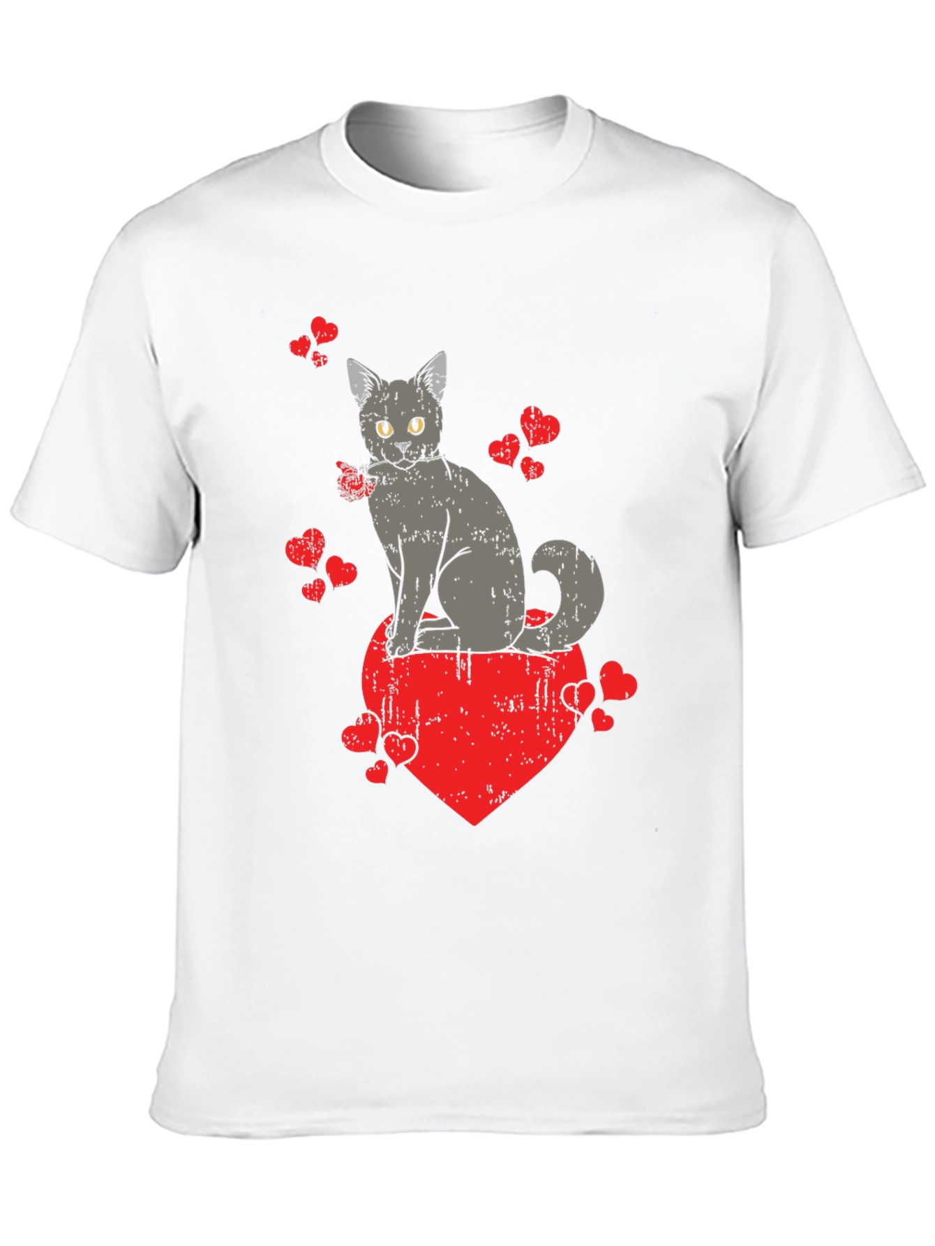 Black Cat Heart Valentine's Day Graphic T-Shirt view 10