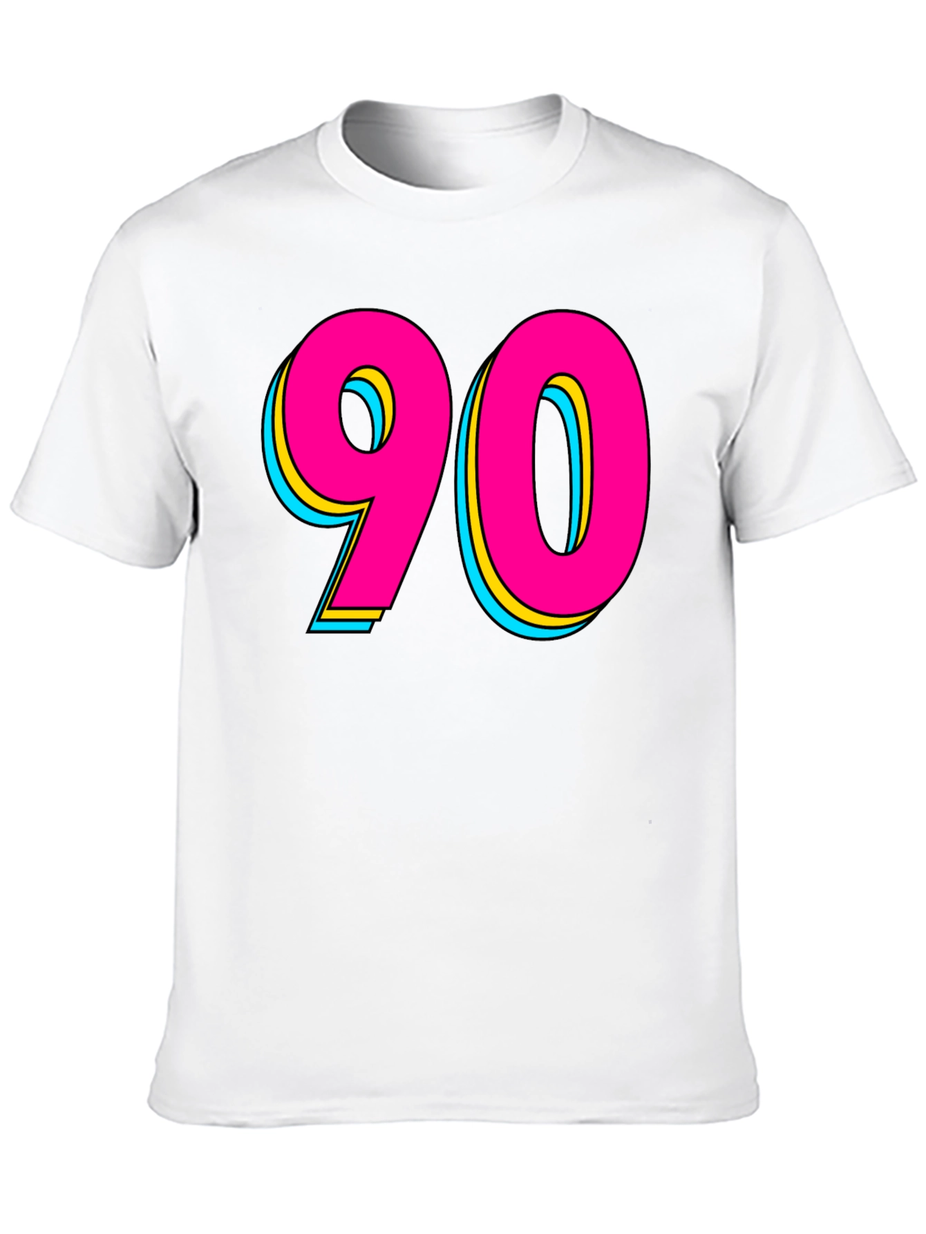 Black 90s Style Graphic Tee - Retro Neon Design view 10