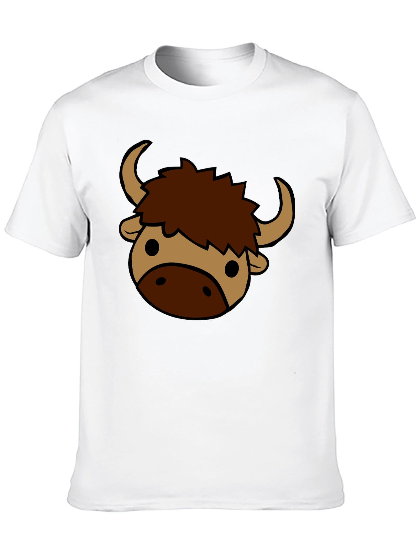 Black Cartoon Yak Graphic Tee - Black Cotton T-Shirt view 10