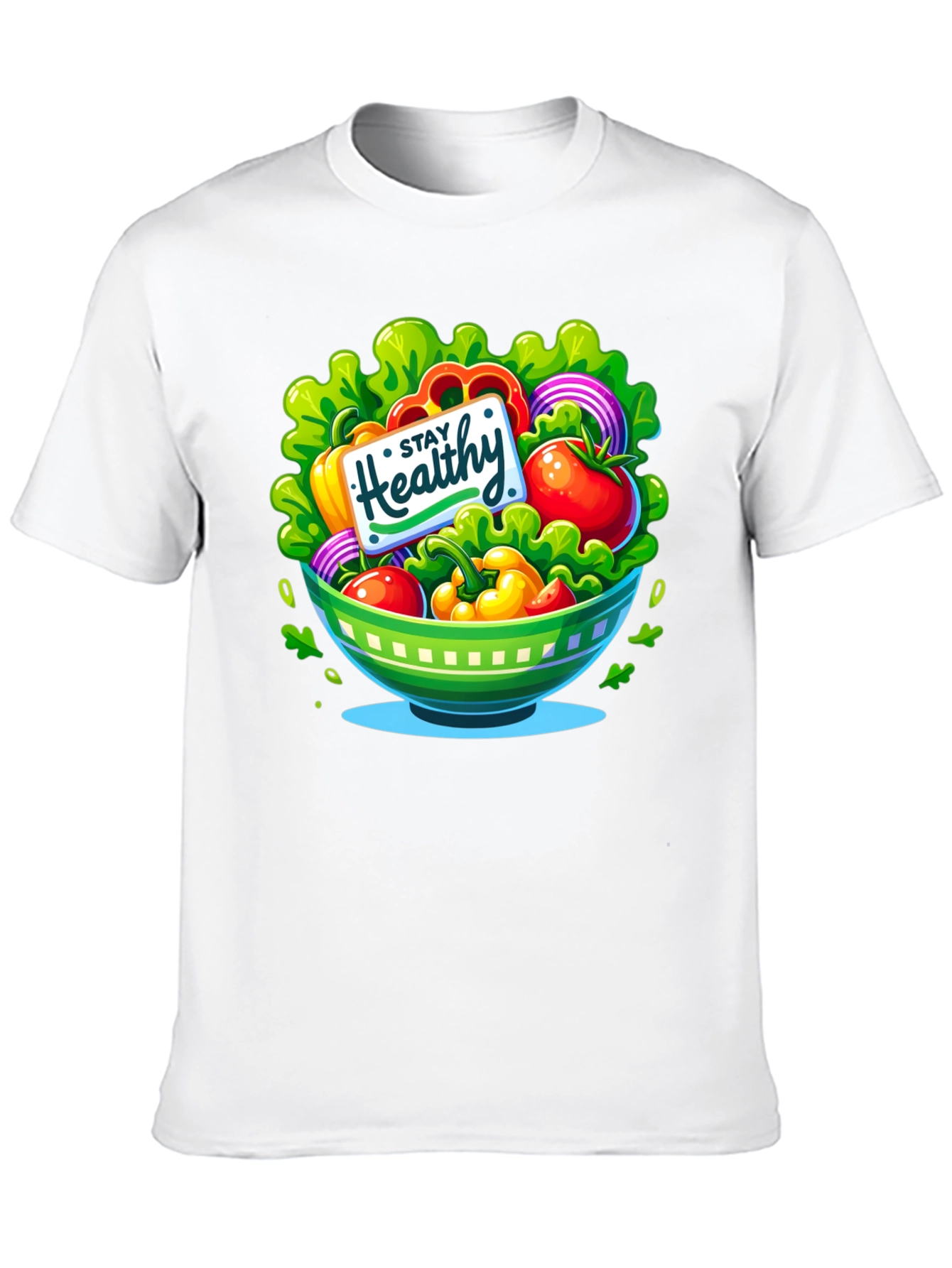 Black Stay Healthy Salad Bowl Graphic Tee view 10