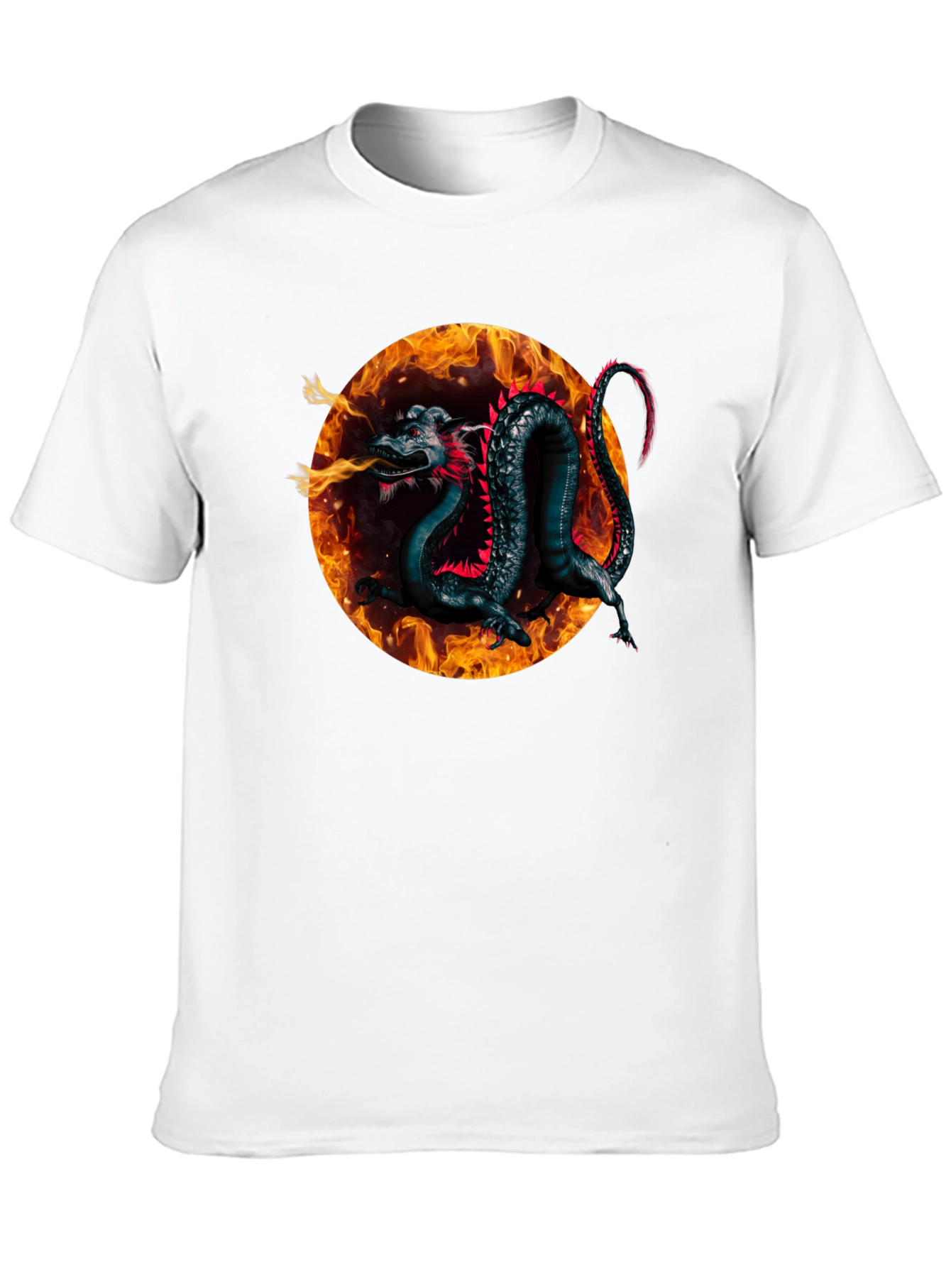 Black Fiery Dragon Graphic Black T-Shirt view 10